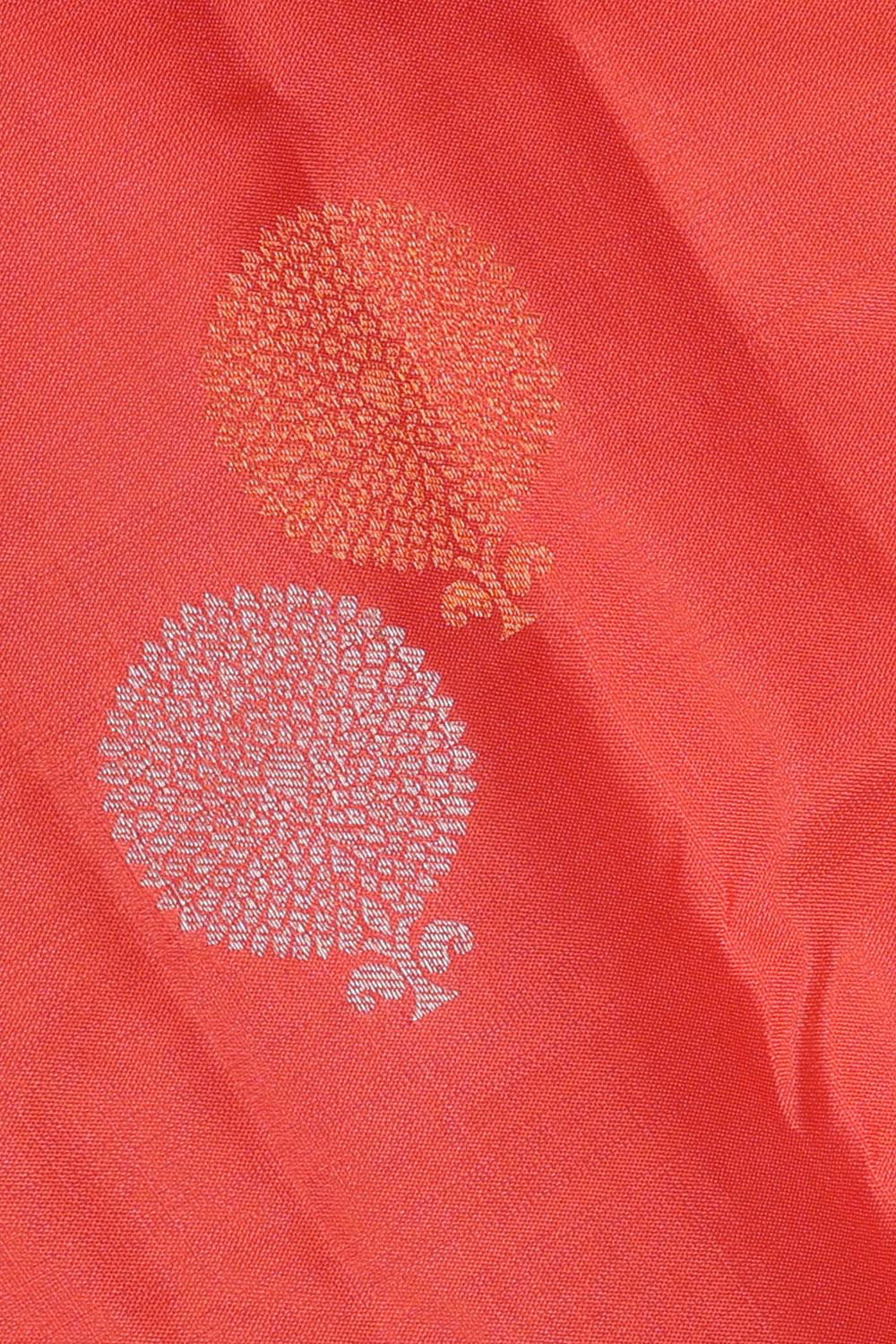 Kalanjali Kanchipattu Bright Peach Brocade Saree - view 2