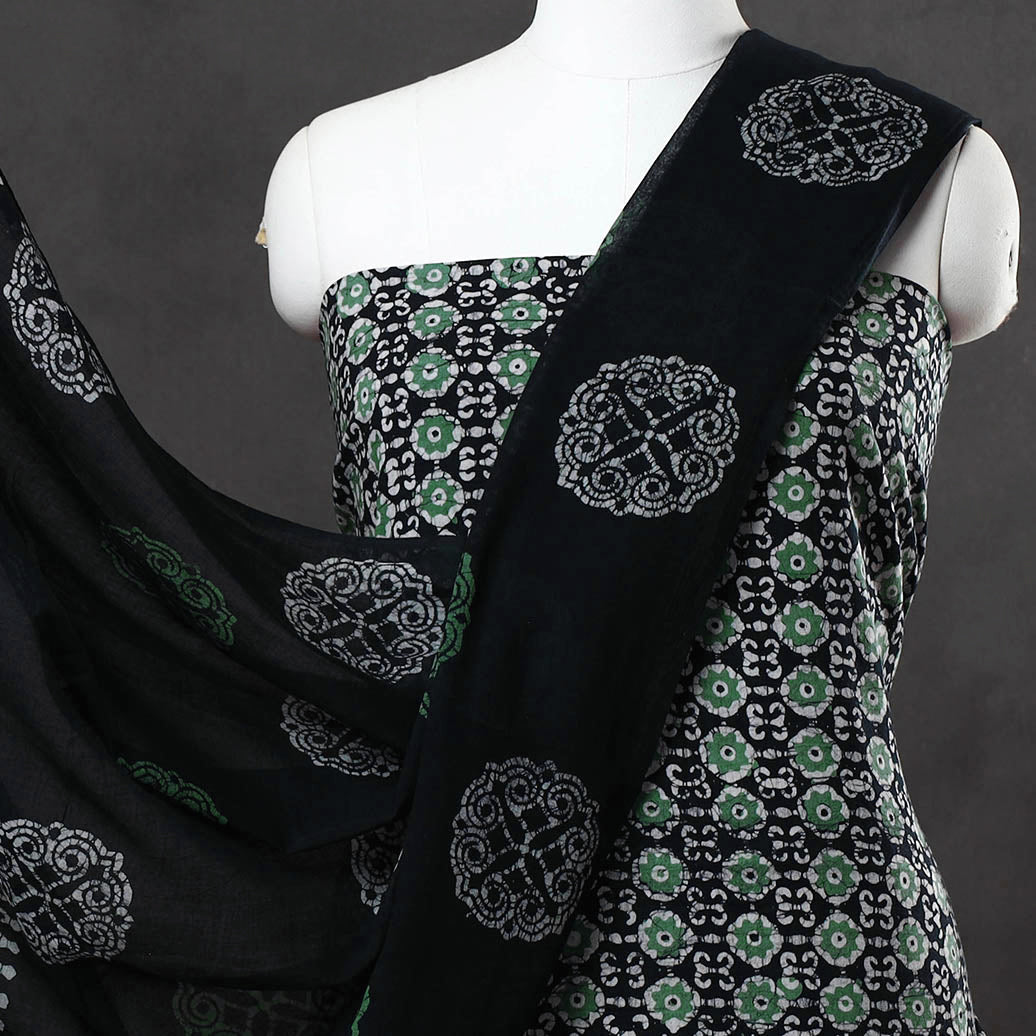 KACHCHH JI CHHAAP Black - 3pc Cotton Kutch Batik Print Dress Material - view 3