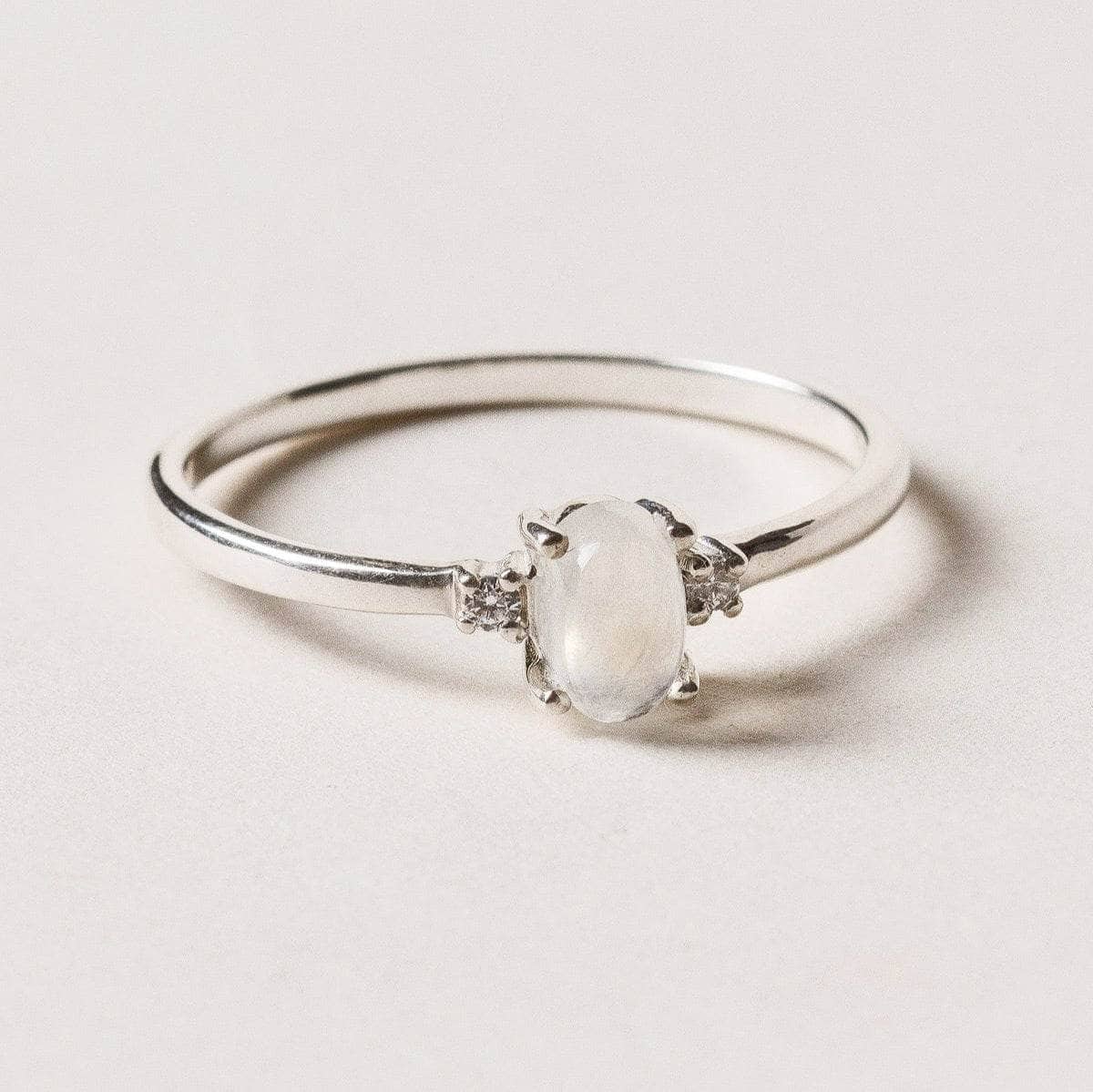Tiny Rituals Petite Oval Rainbow Moonstone Ring