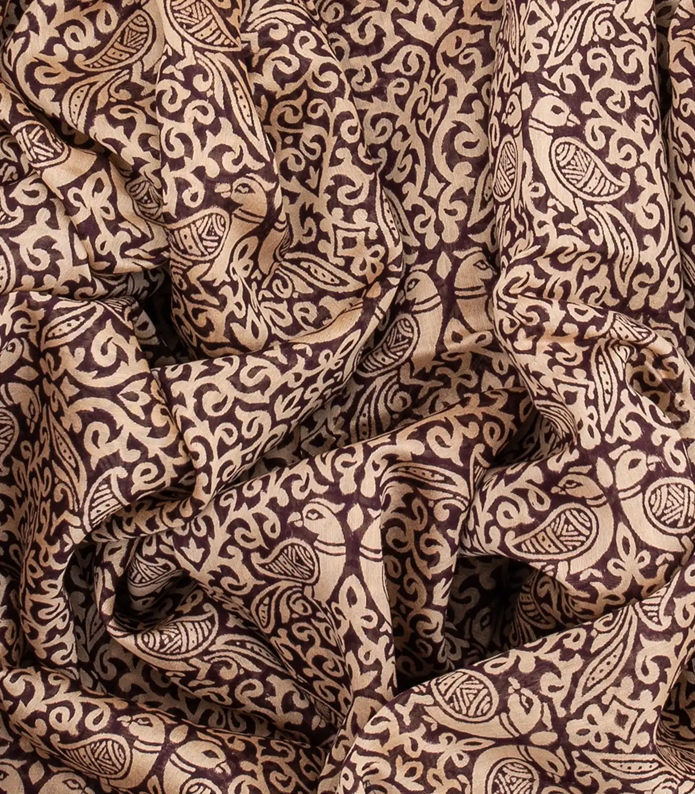 RmKV Maroon Chanderi Cotton Saree Printed With Peacock Motifs-Maroon - view 3