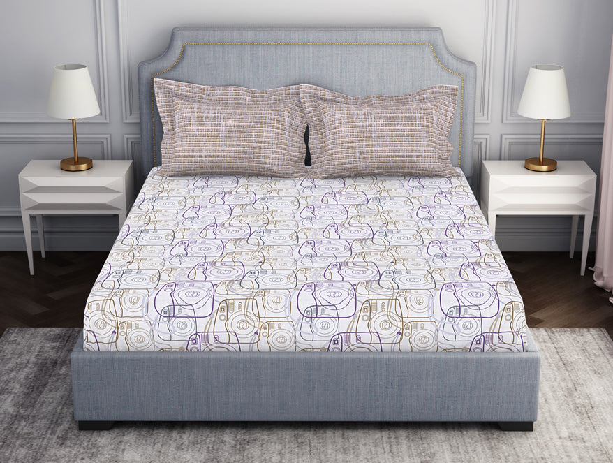 Spaces India Youthopia Geometric 100% Cotton Double Bedsheet - Essentials by Spaces