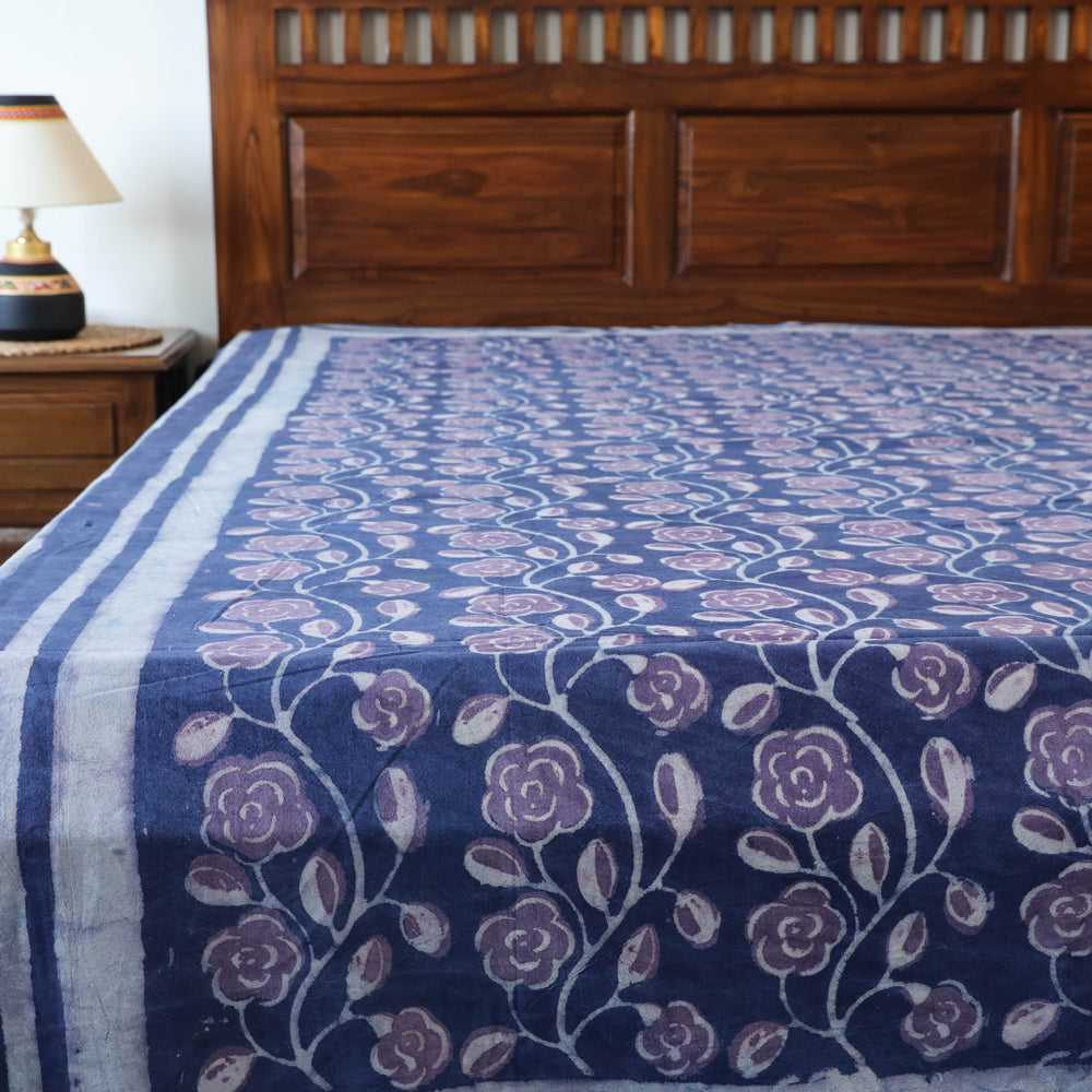 BINDAAS UNLIMITED Blue - Block Art Print Cotton Double Bindaas Bed Sheet (110 x 93 in) - view 2