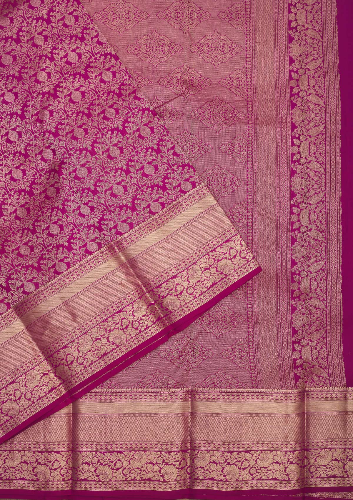 Koskii Wine Zariwork Pure Silk Saree – Women's - view 3