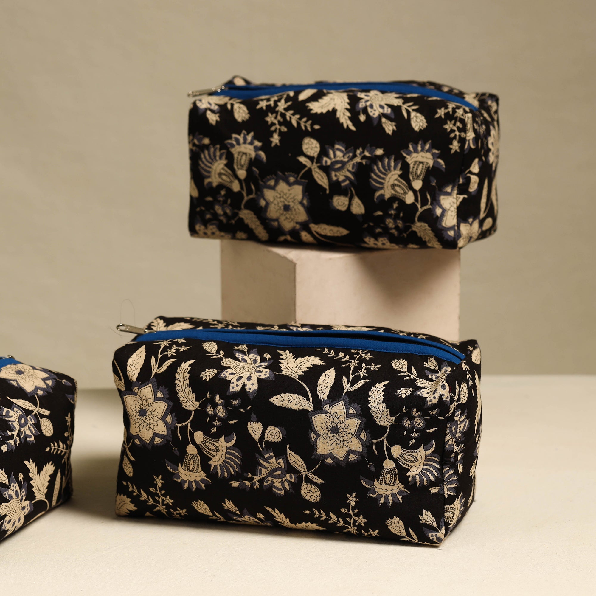 NOORI BAZAR Black - Handmade Cotton Toiletry Bags (Set of 3) 06 - view 3