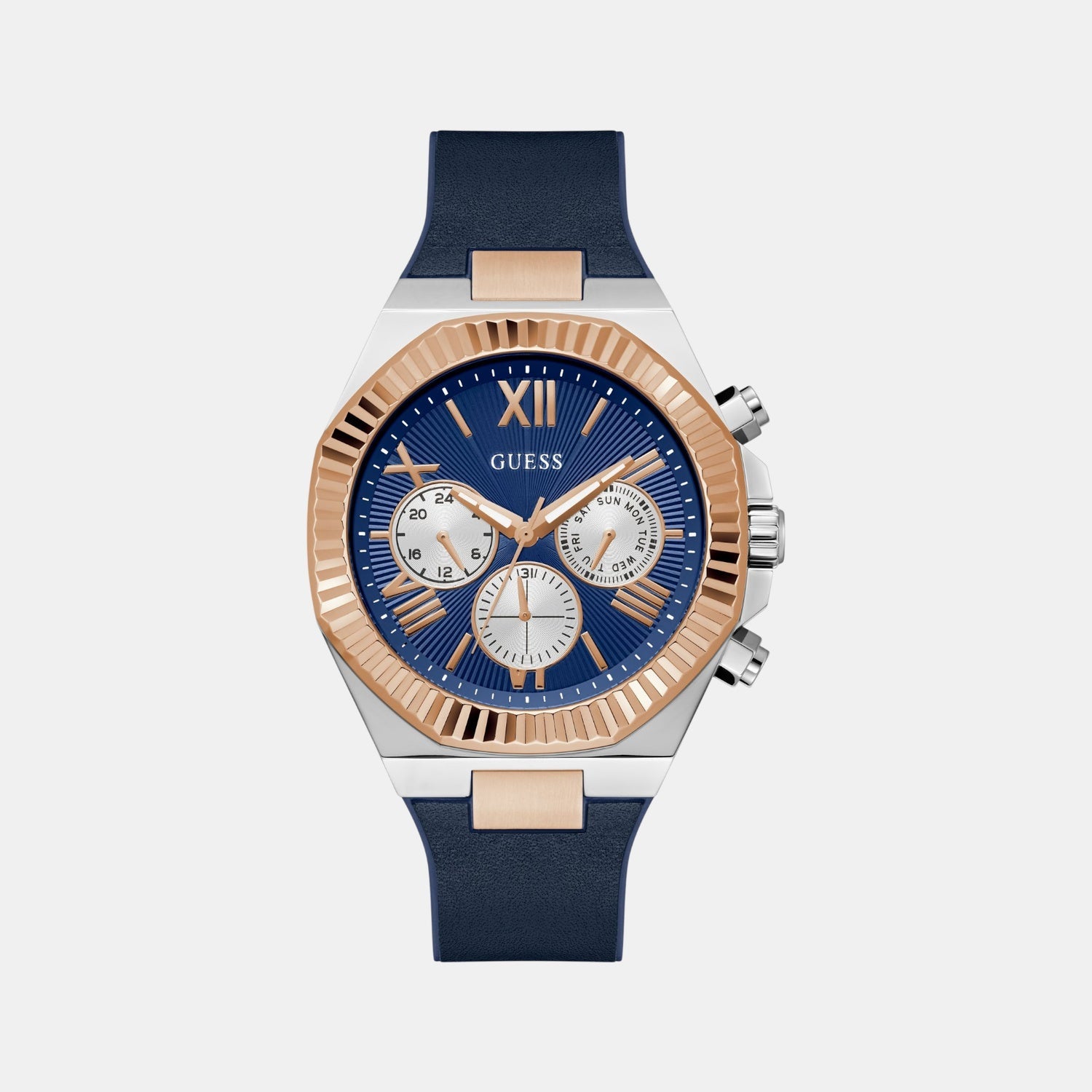 Guess Dress Men Quartz Blue Dial Multi-Function Silicone Watch GW0791G2