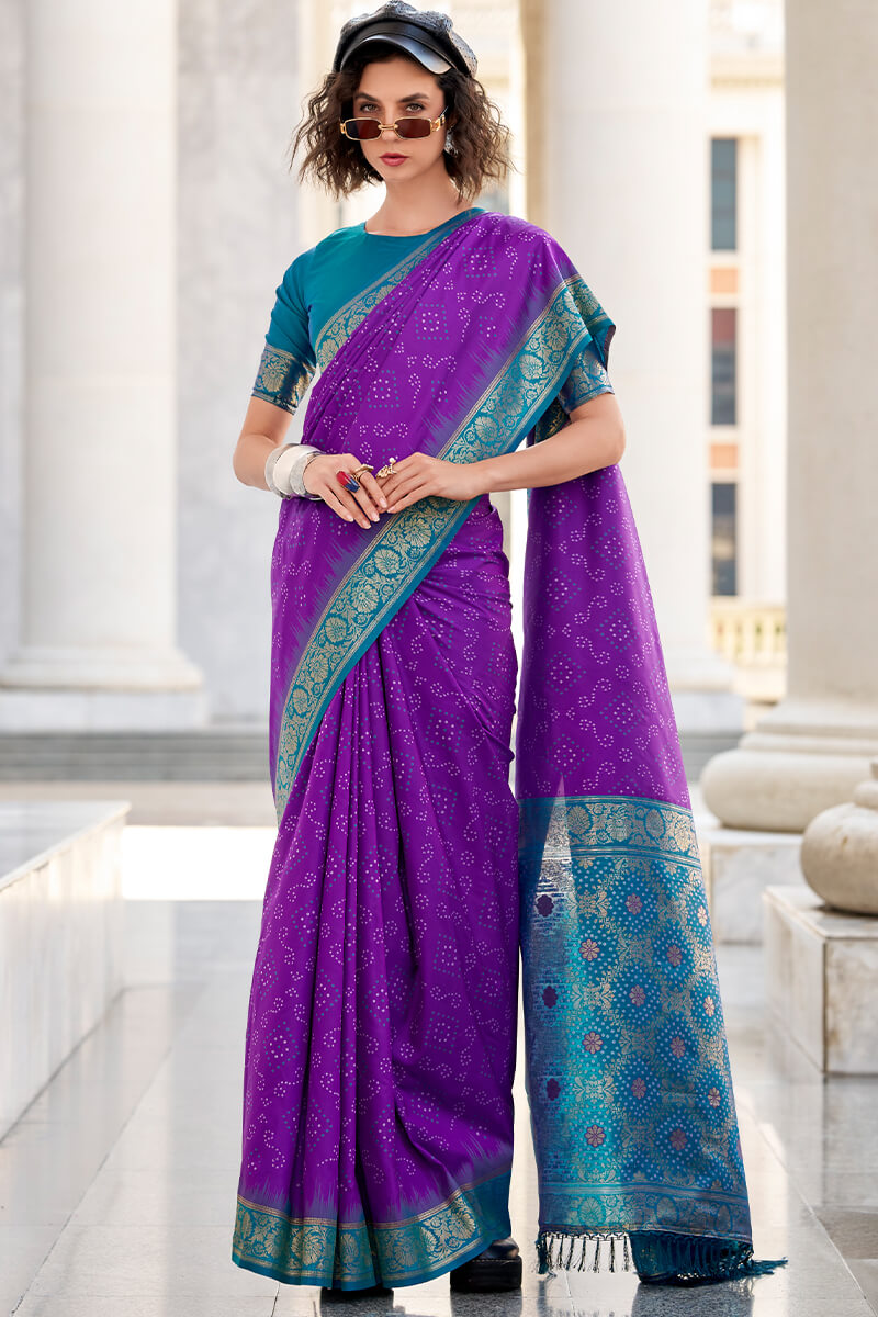 Rajpath Gleaming Purple Soft Banarasi Silk Saree With Dulcet Blouse Piece