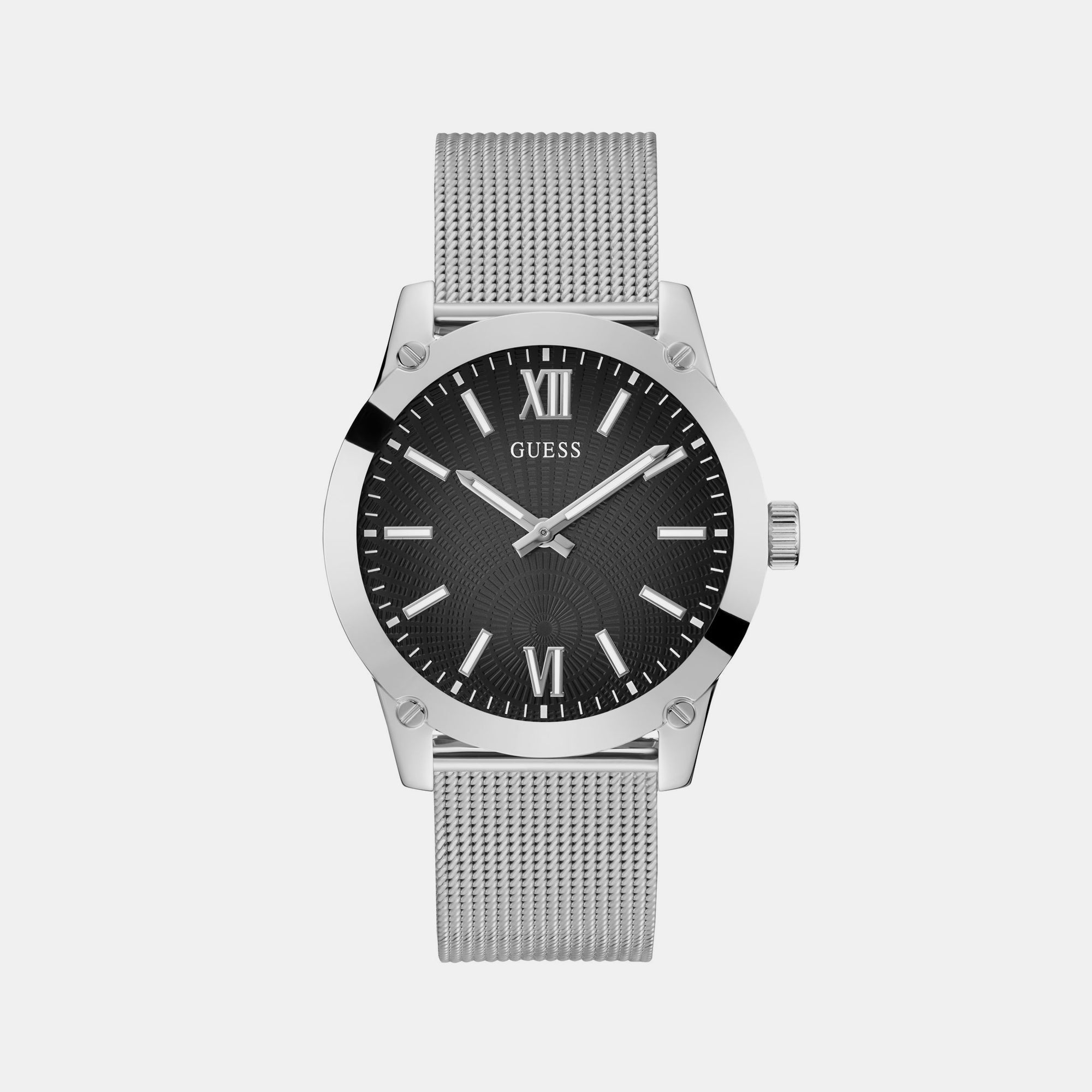 Guess Crescent Men Quartz Black Dial Analog Mesh Watch GW0629G1