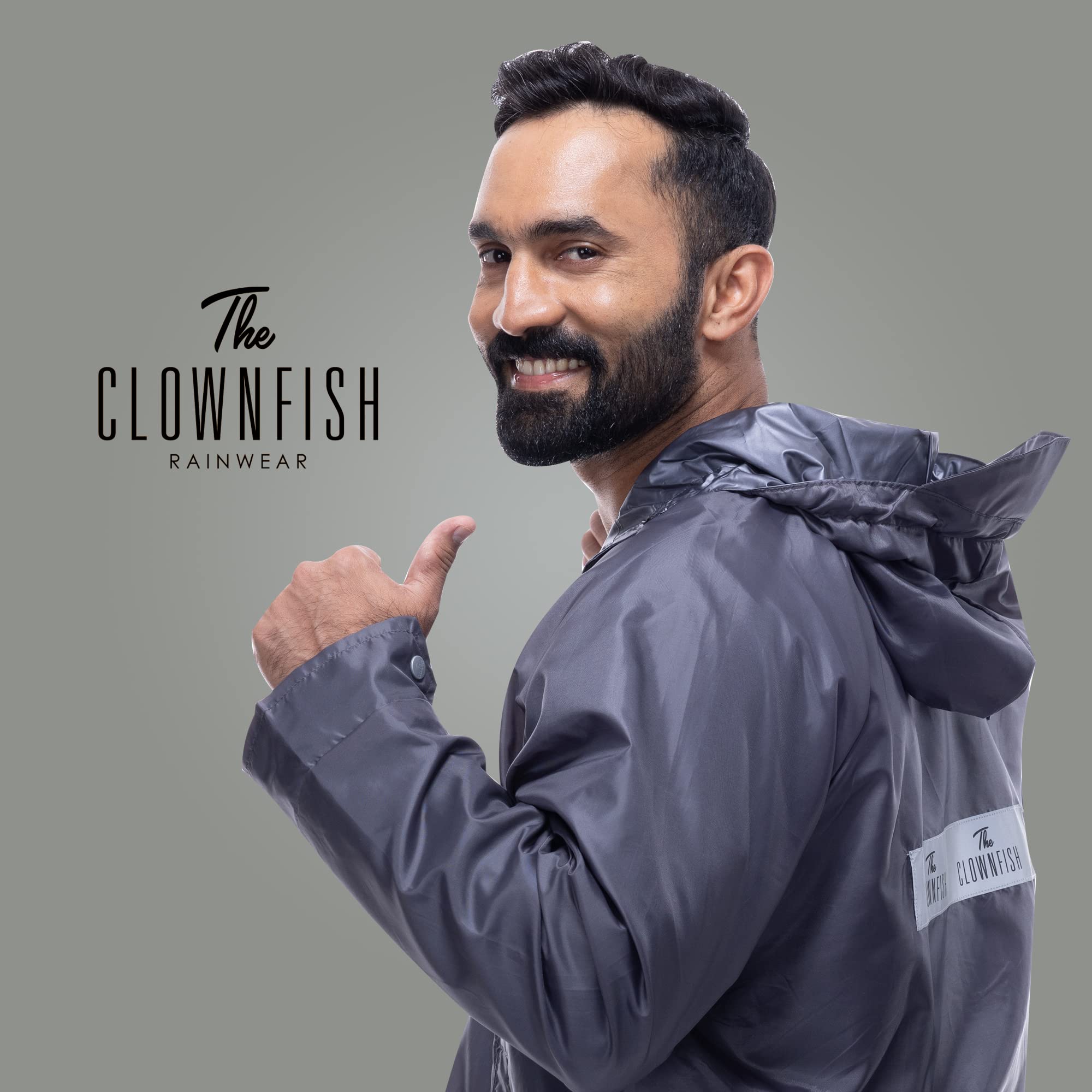 THE CLOWNFISH Darius Series Men's Waterproof Polyester Raincoat with Hood and Reflector Logo at Back for Night Travelling. Set of Top and Bottom. Prin - view 2