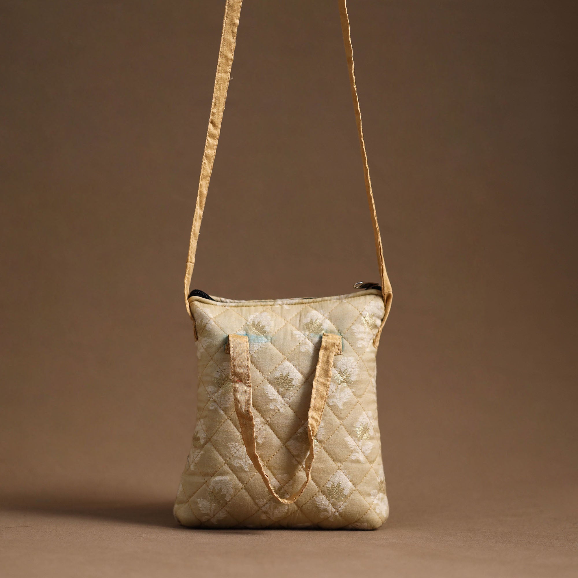 NOORI BAZAR Beige - Handcrafted Quilted Silk Sling Bag 30