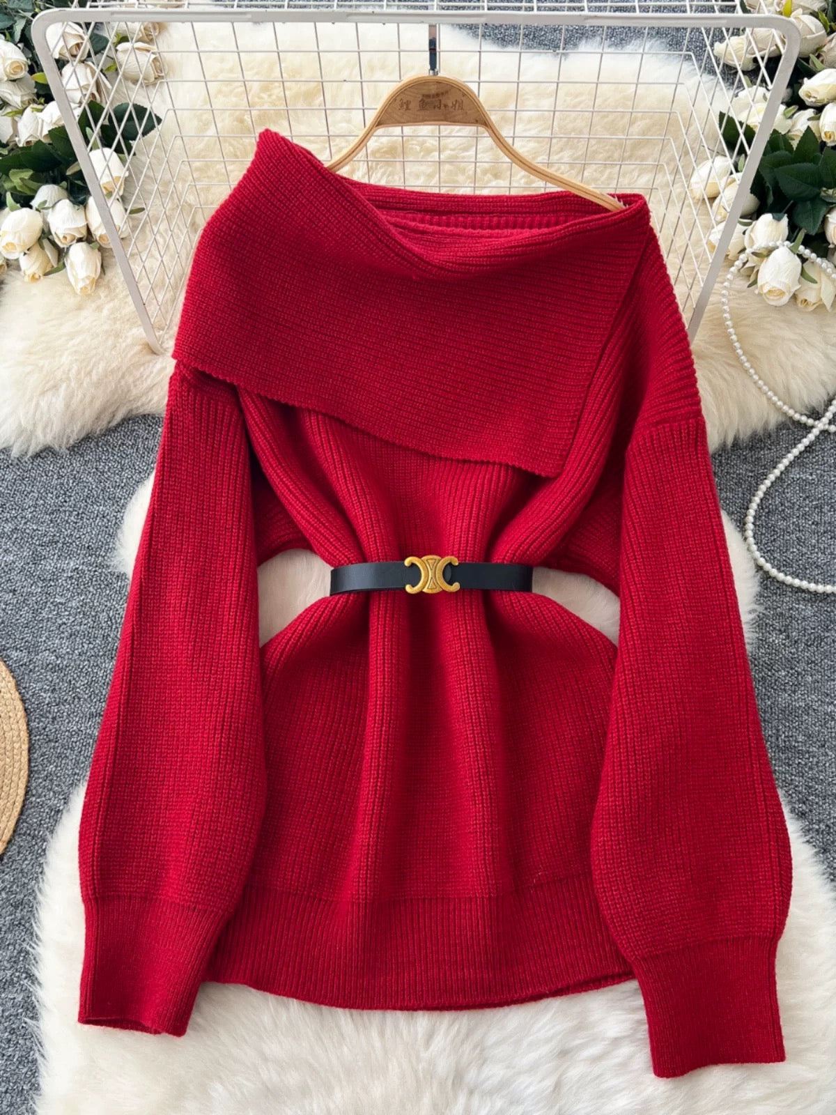 Alamode By Akanksha Amira Woolen Sweater with Belt