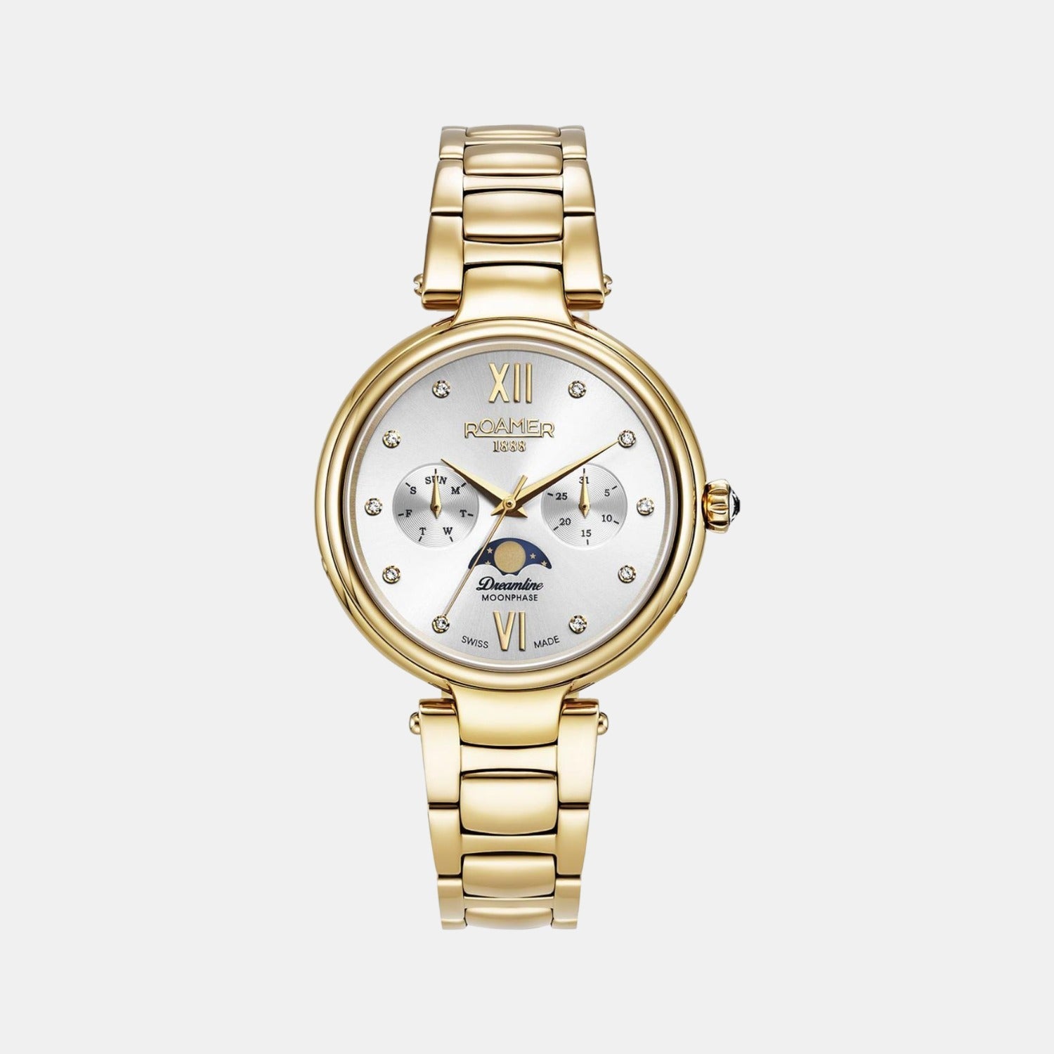 Roamer Dreamline Moonphase Women Quartz Silver Dial Analog Stainless Steel Watch 858801 48 29 50