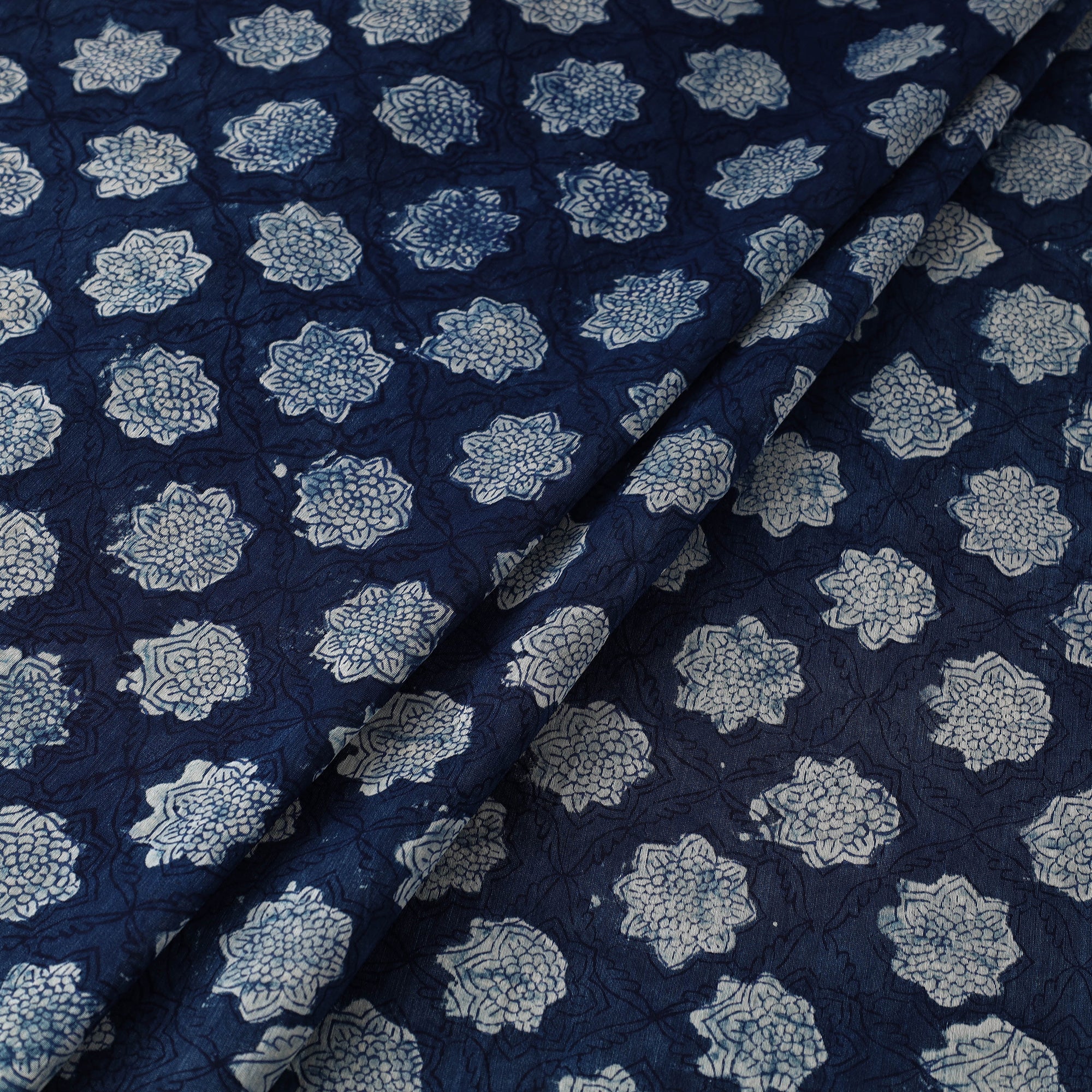 HAVELI CHRONICLES Blue - Hand Block Print Chanderi Silk Bagru Fabric 15 - view 2