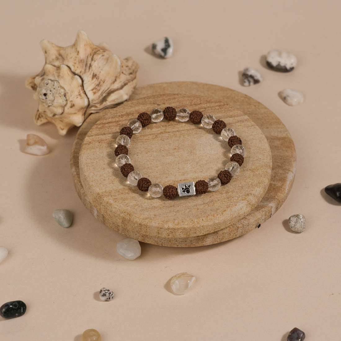 Prinjal Jewellers Rudraksha with Spatik Diamond Cut Beads Bracelet - view 2