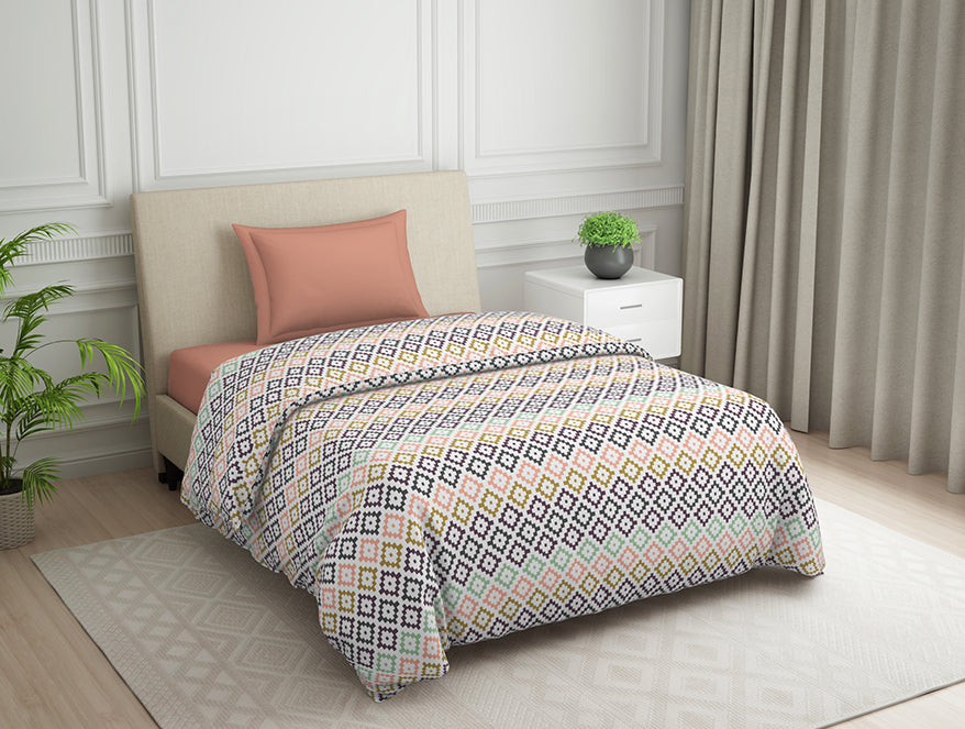 Spaces India Geometric Pink Polycotton Quilt Single Harmony - By Welspun - view 2
