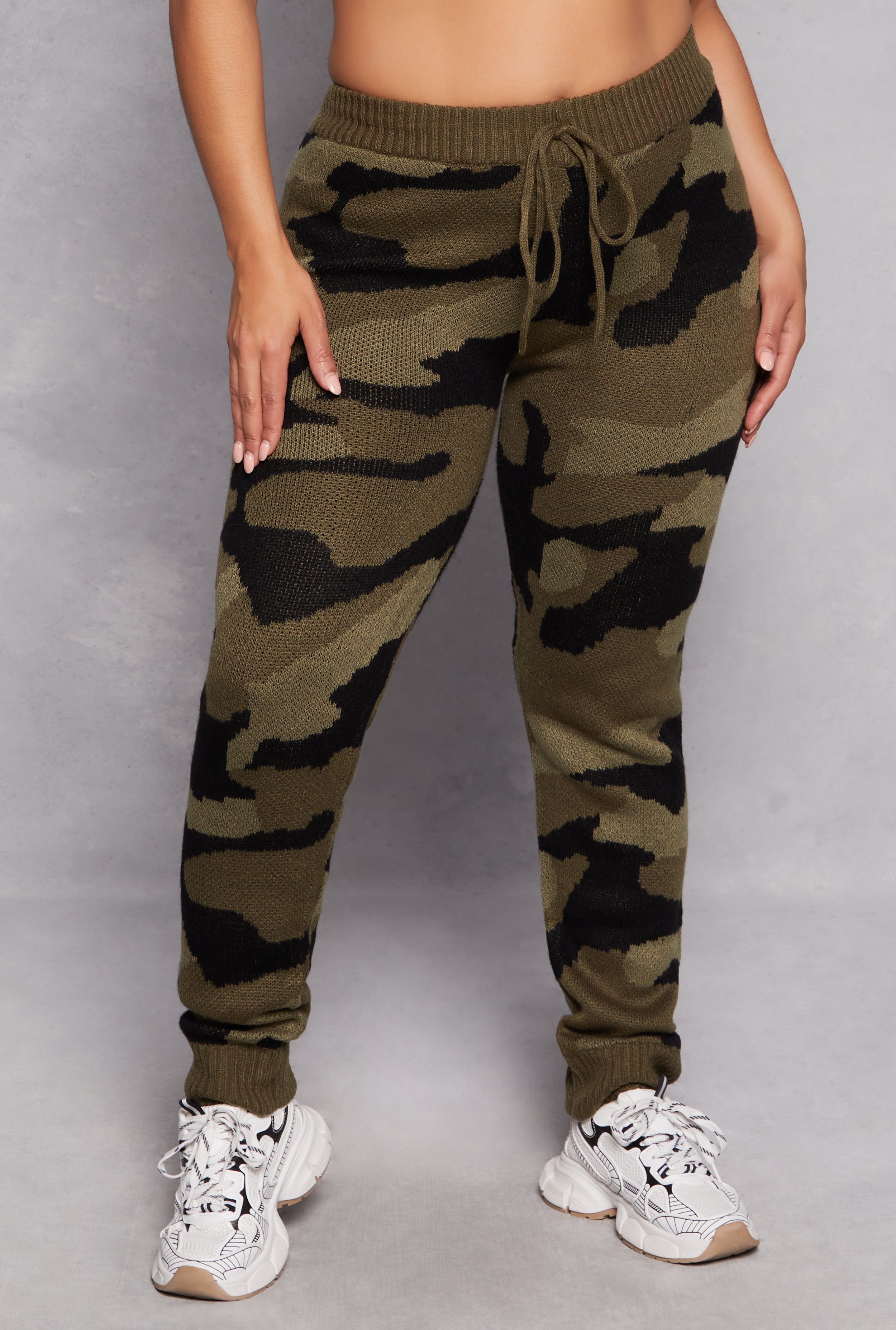 Rainbow Shops Plus Size Camo Knit Joggers – Women's - view 2