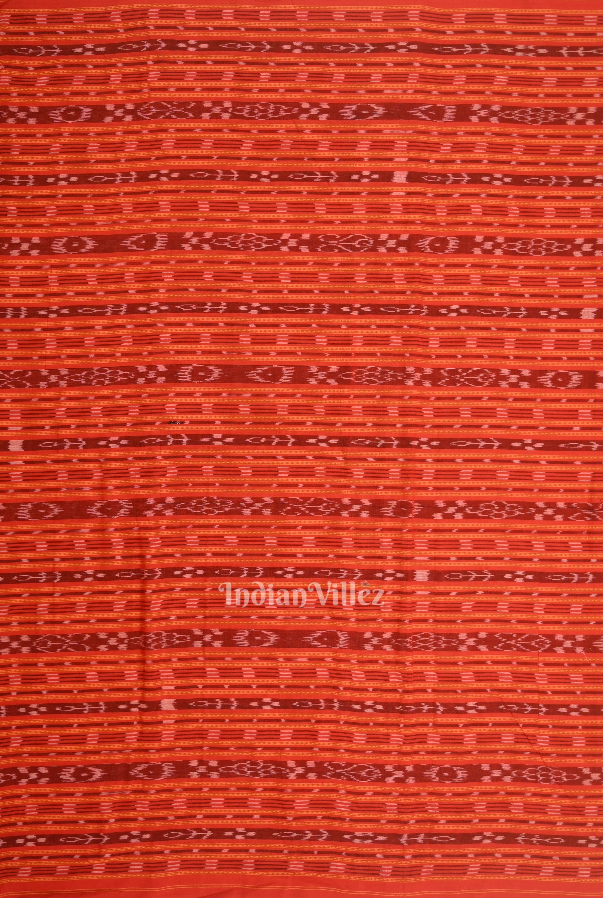 IndianVillèz Red Stripes Sambalpuri Odisha Ikat Cotton Fabric - view 3