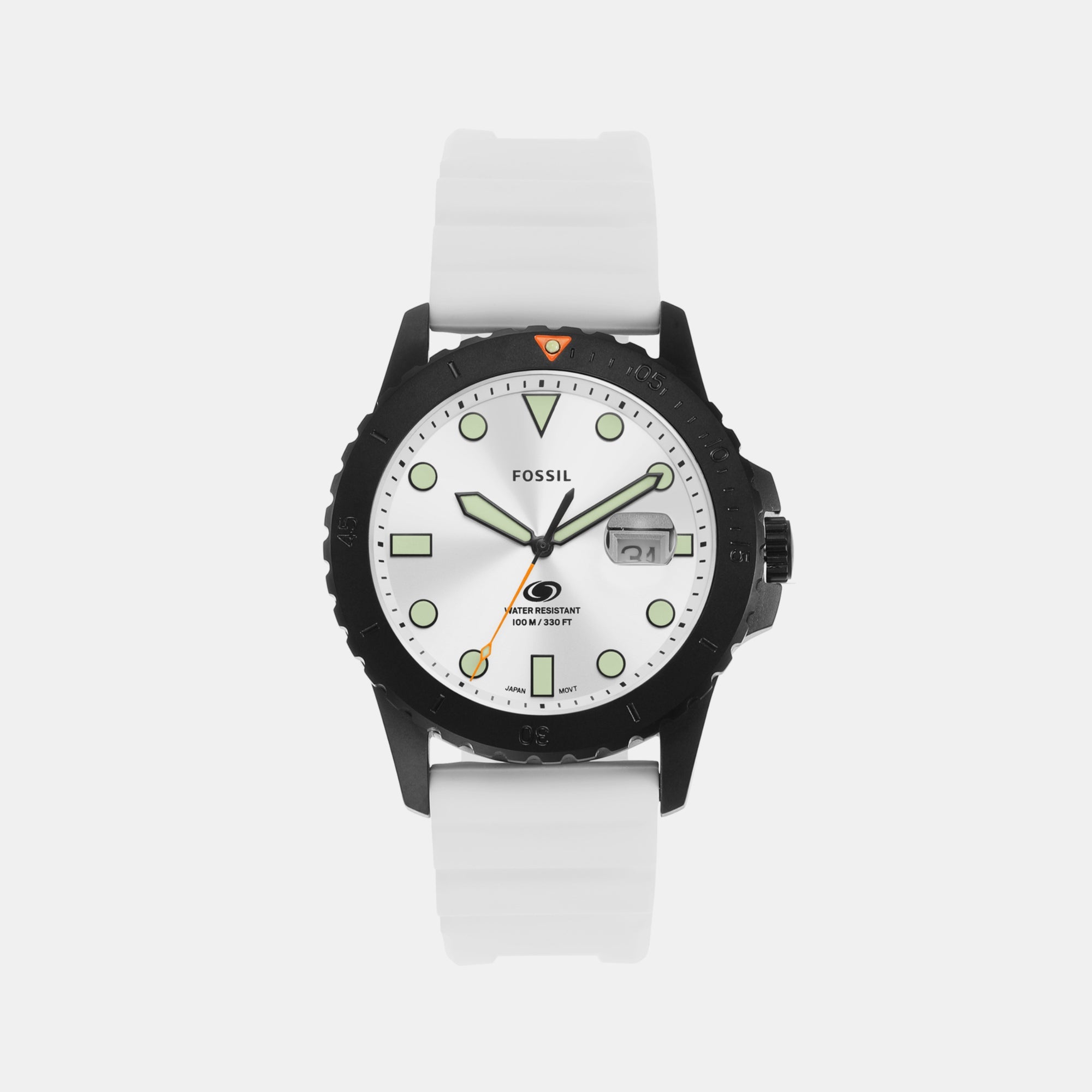 Fossil Blue Dive Men Quartz White Dial Analog Silicone Watch FS5999