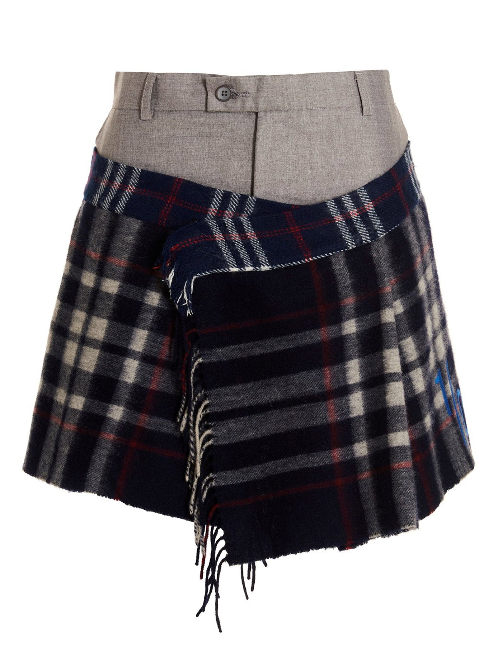 1/Off Check Scarf Reworked Skirt – 100% wool
