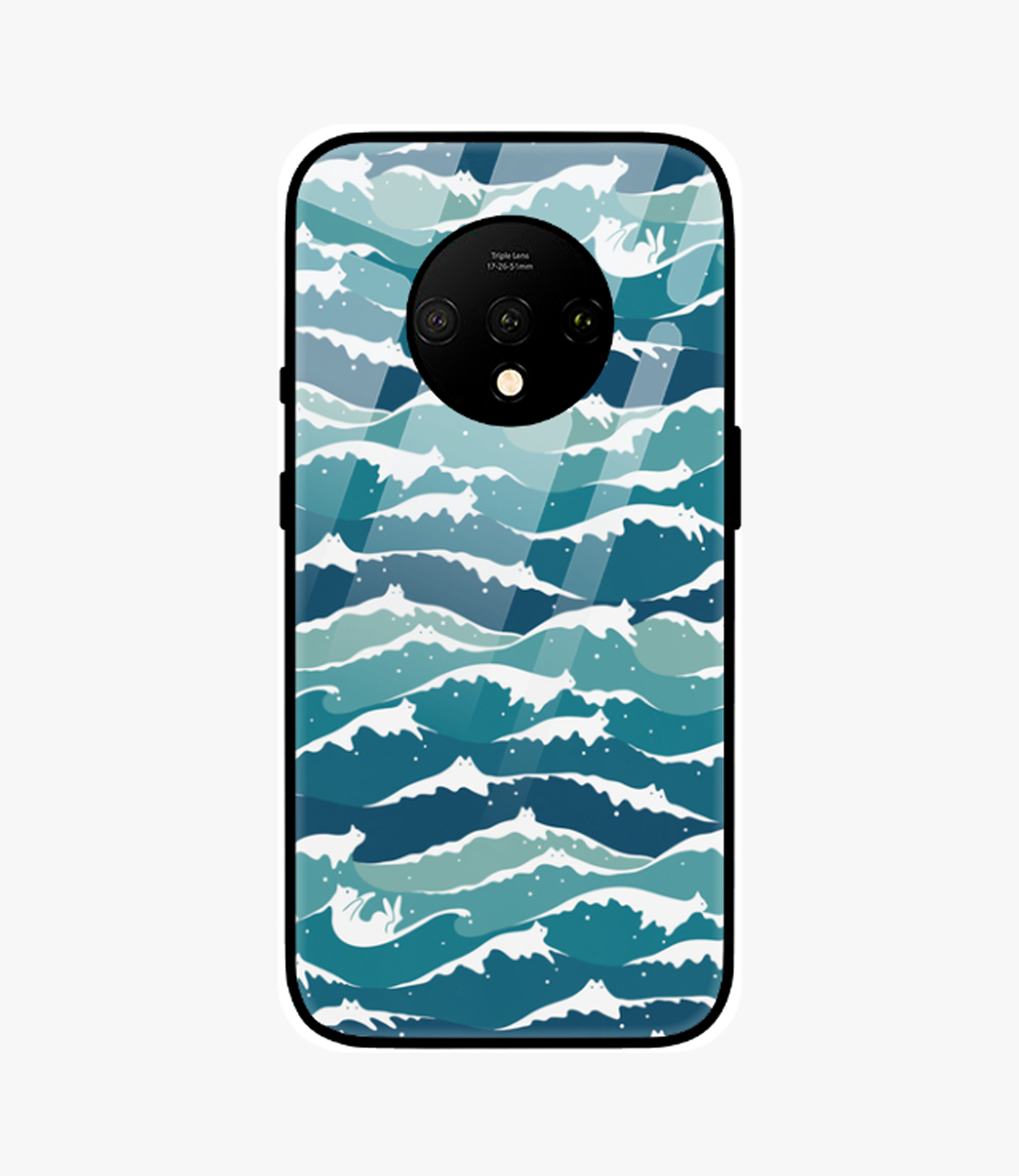 The Case Company Cat Waves Pattern Glass Case for Oneplus 7T