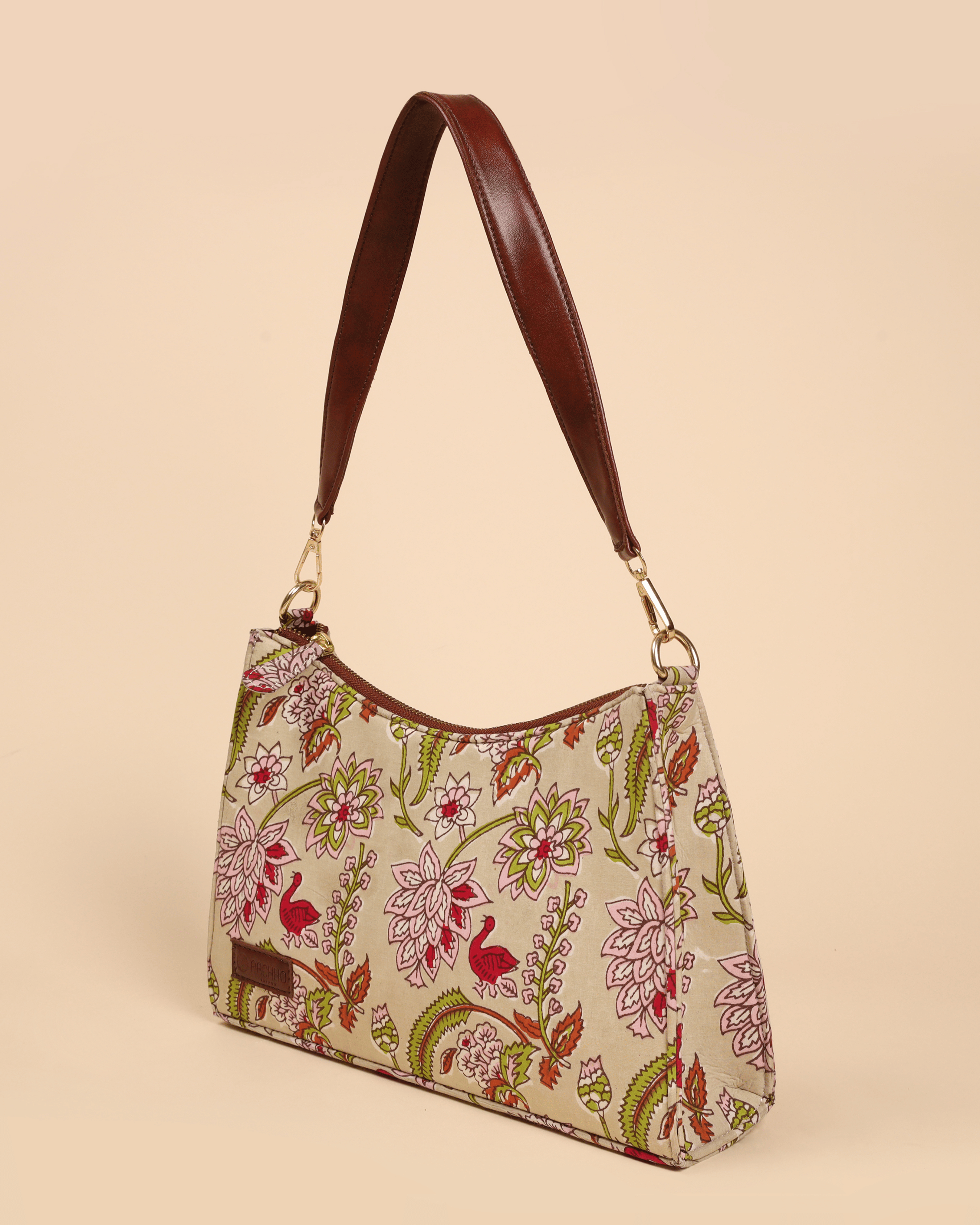 Aachho Pale Primrose Handblock Baguette Bag - view 3
