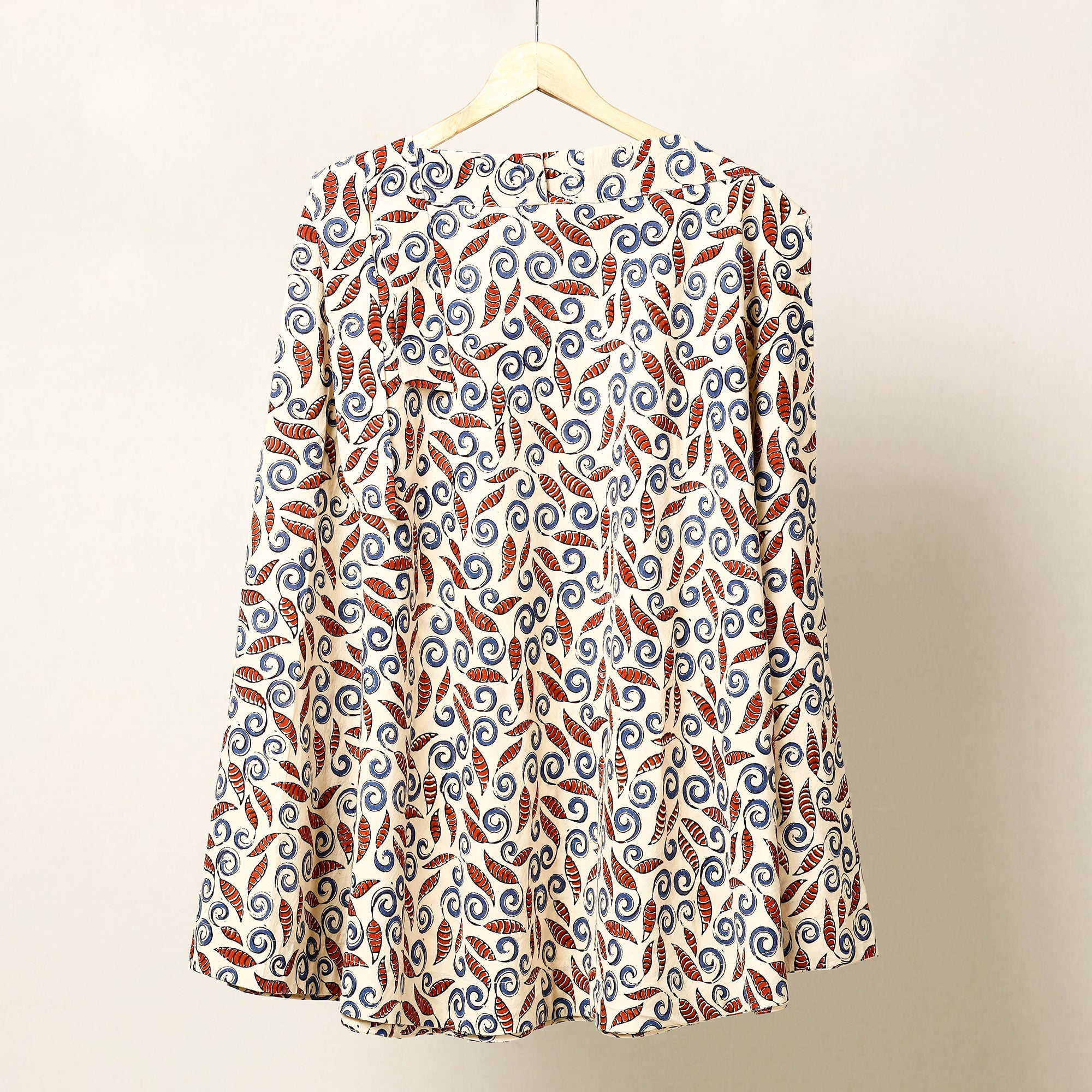 NOORI BAZAR Beige - Block Print Cotton Wrap Around Ajrakh Skirt