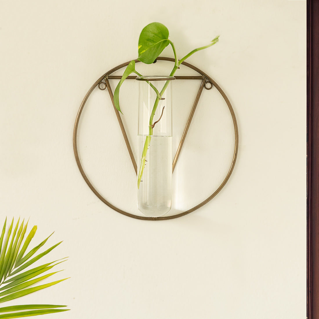 EXCLUSIVELANE 'Modern Glass Garden' Test Tube Wall Planter/Vase (9 Inch, Golden)