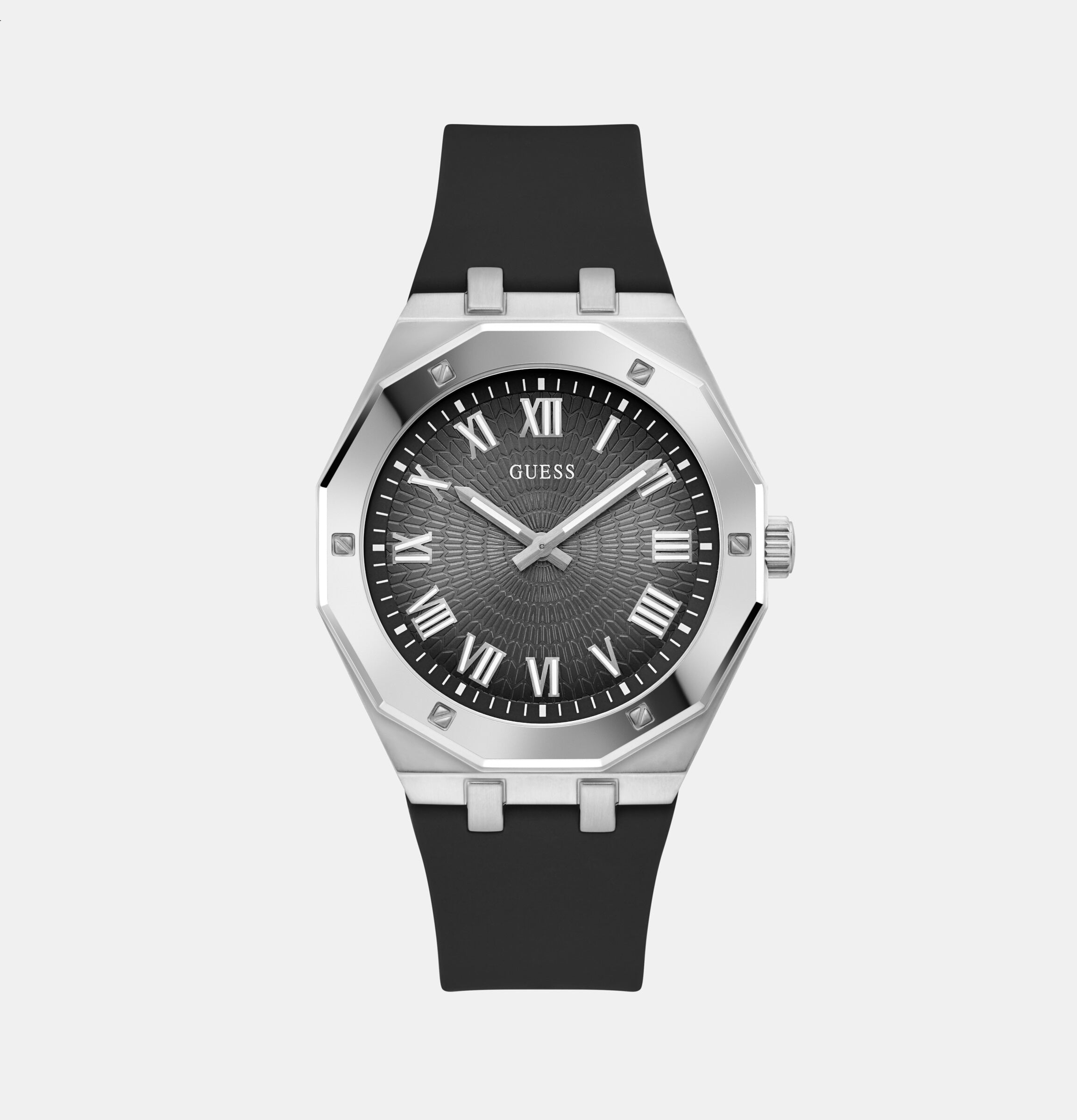 Guess Asset Men Quartz Black Dial Analog Silicone Watch GW0663G1