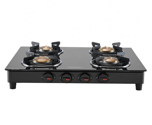 Maharaja Whiteline Belenus Neo 4 Burner Glass Top Gas Stove | Black - view 5