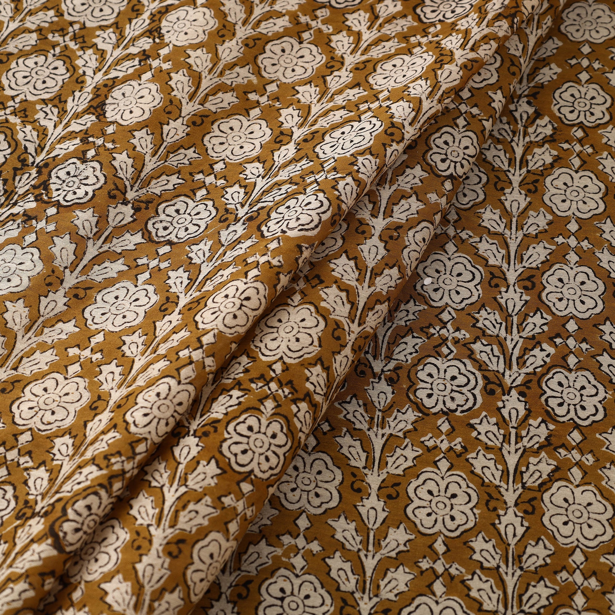 HAVELI CHRONICLES Brown - Hand Block Print Chanderi Silk Bagru Fabric 02 - view 2