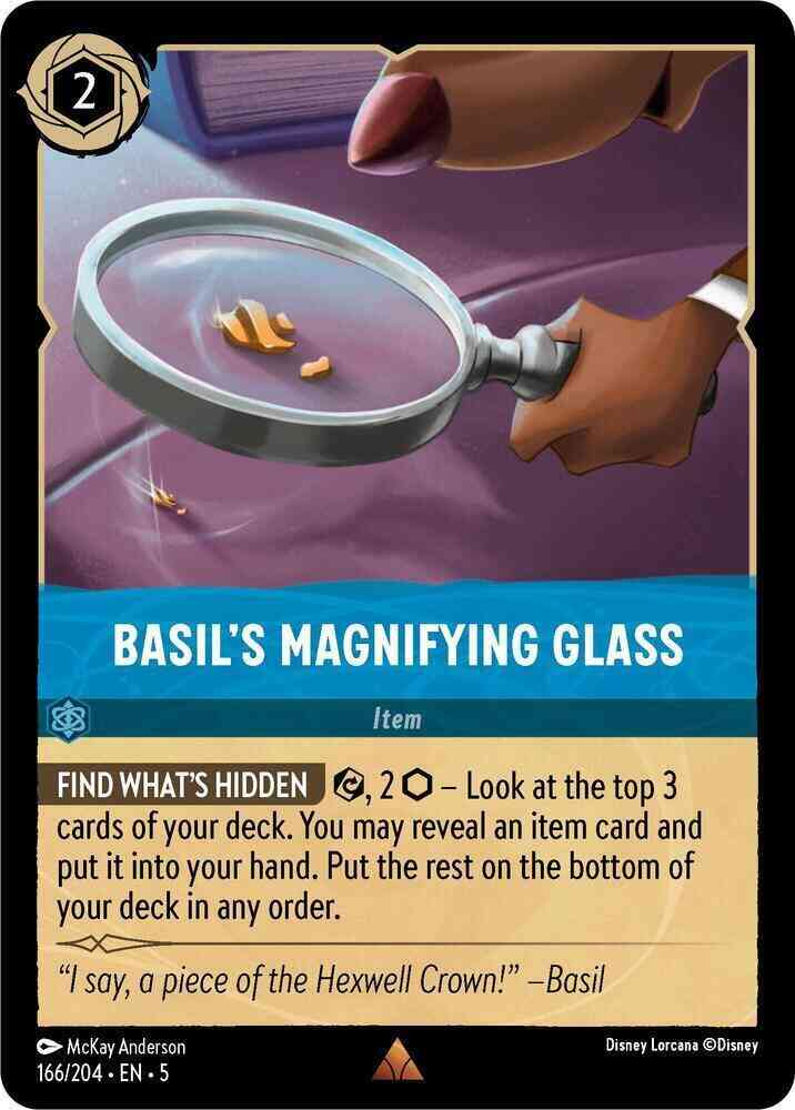 204 shimmering skies – Lorcana Basil's Magnifying Glass - 166/204 [Shimmering Skies] [Non-Foil]