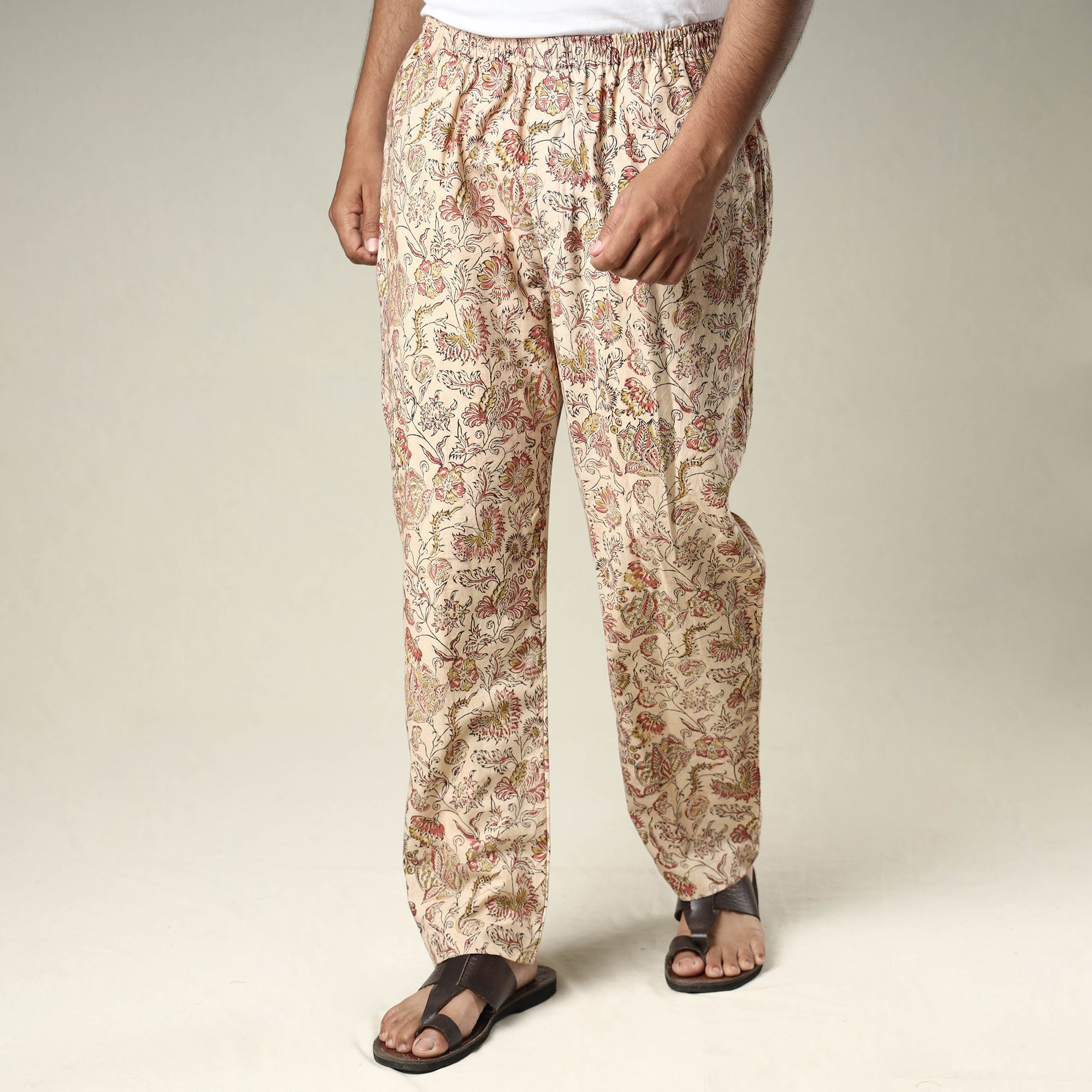 ITOKRI CASUALS Beige - Kalamkari Block Printed Cotton Men’s Pyjama
