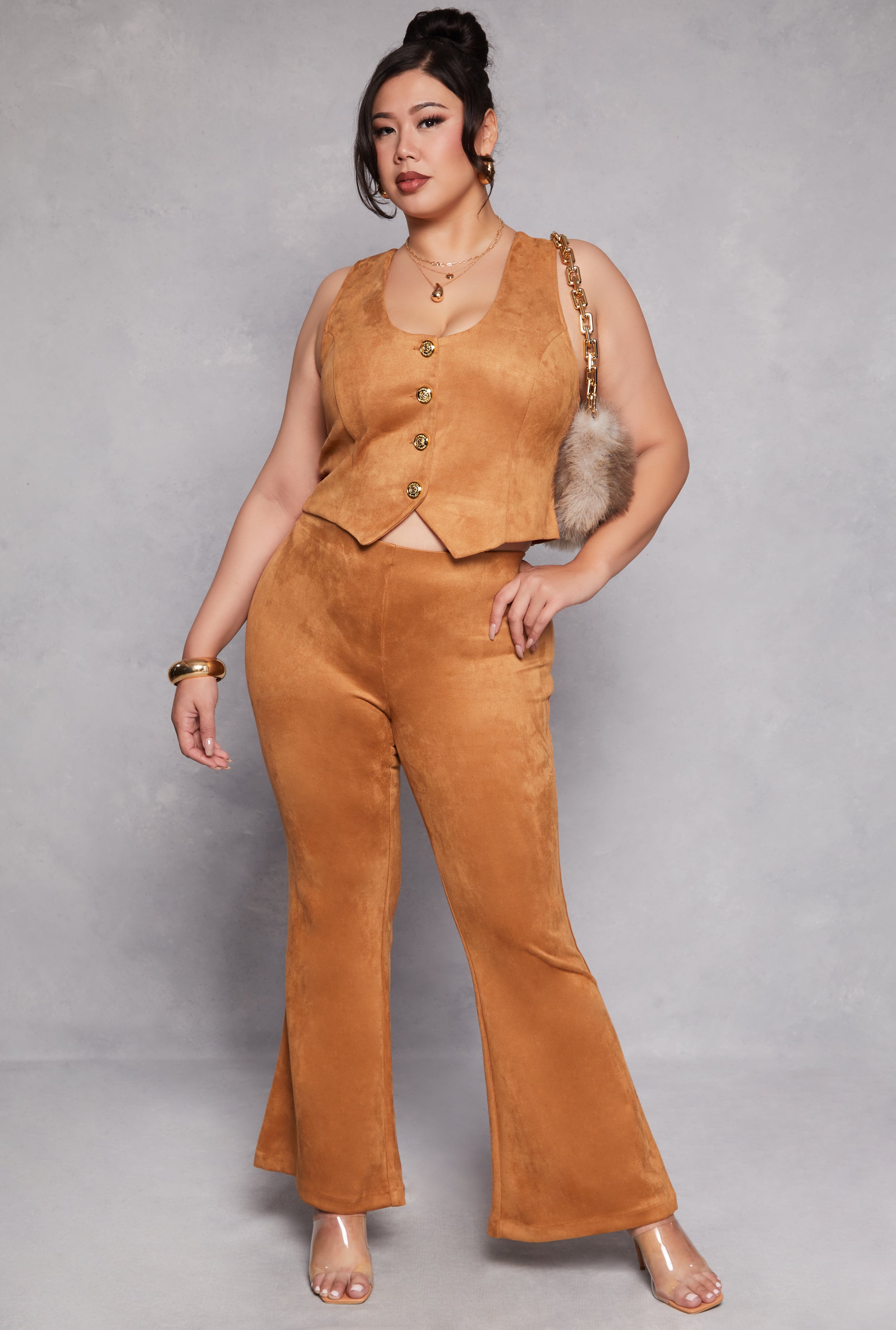 Rainbow Shops Plus Size Faux Suede Racerback Vest - view 2