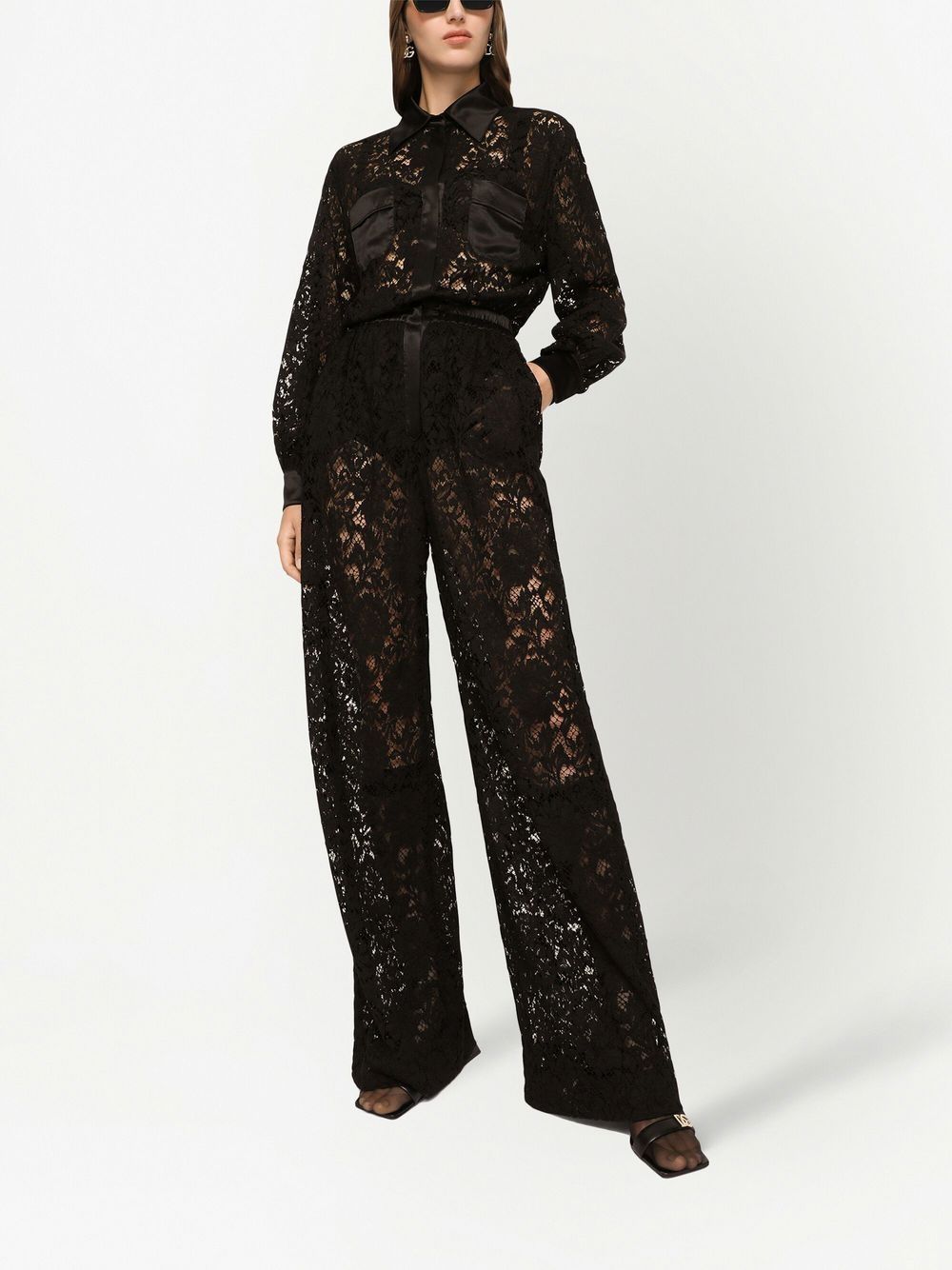 Dolce & Gabbana lace-trim long-sleeve jumpsuit - view 5