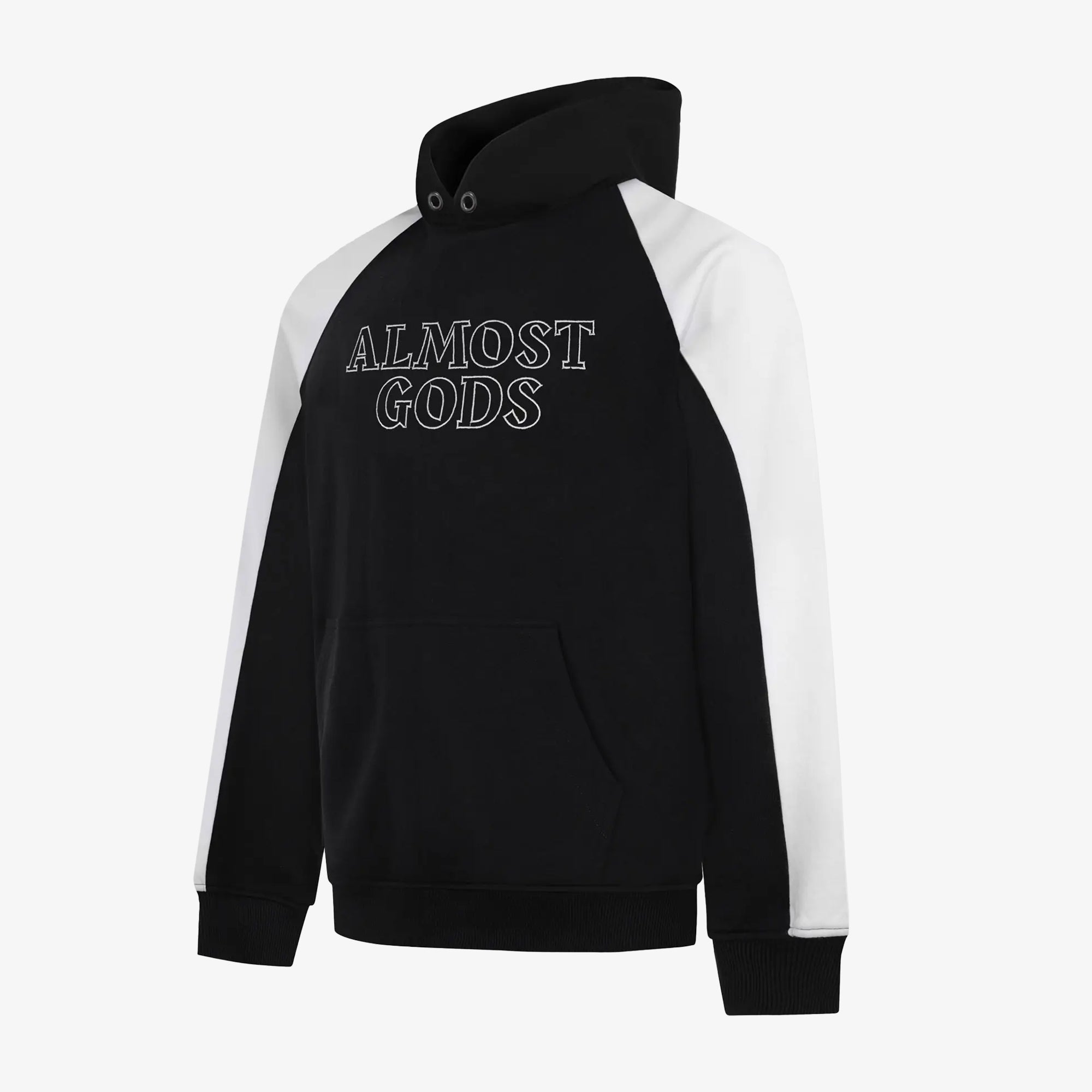 Almost Gods | Logo Panel Hoodie In Black And White { Black/white