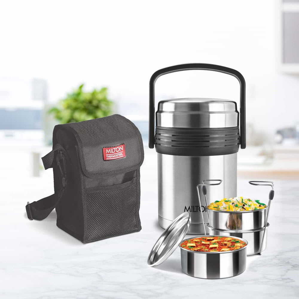 Milton Galore Insulated Thermoware Stainless Steel Tiffin | Silver & Black - view 2