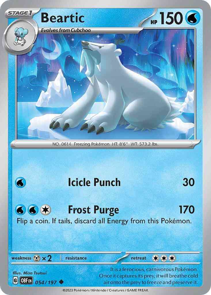 Uncommon sv03-054 non-holo – Pokémon Beartic - 054/197 - Uncommon [sv03-054] [Non-Holo]