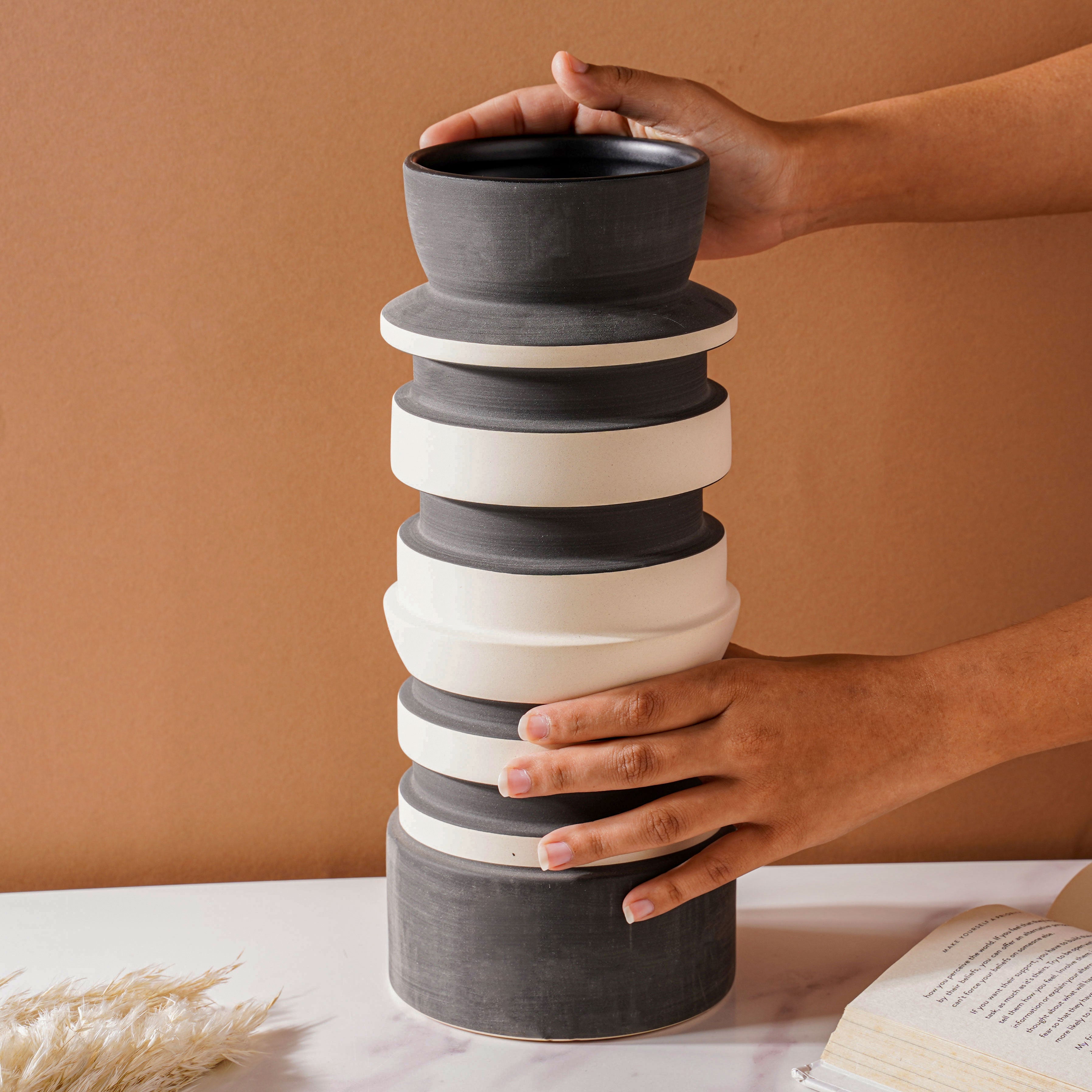 Nestasia Black and White Ceramic Vase - view 2