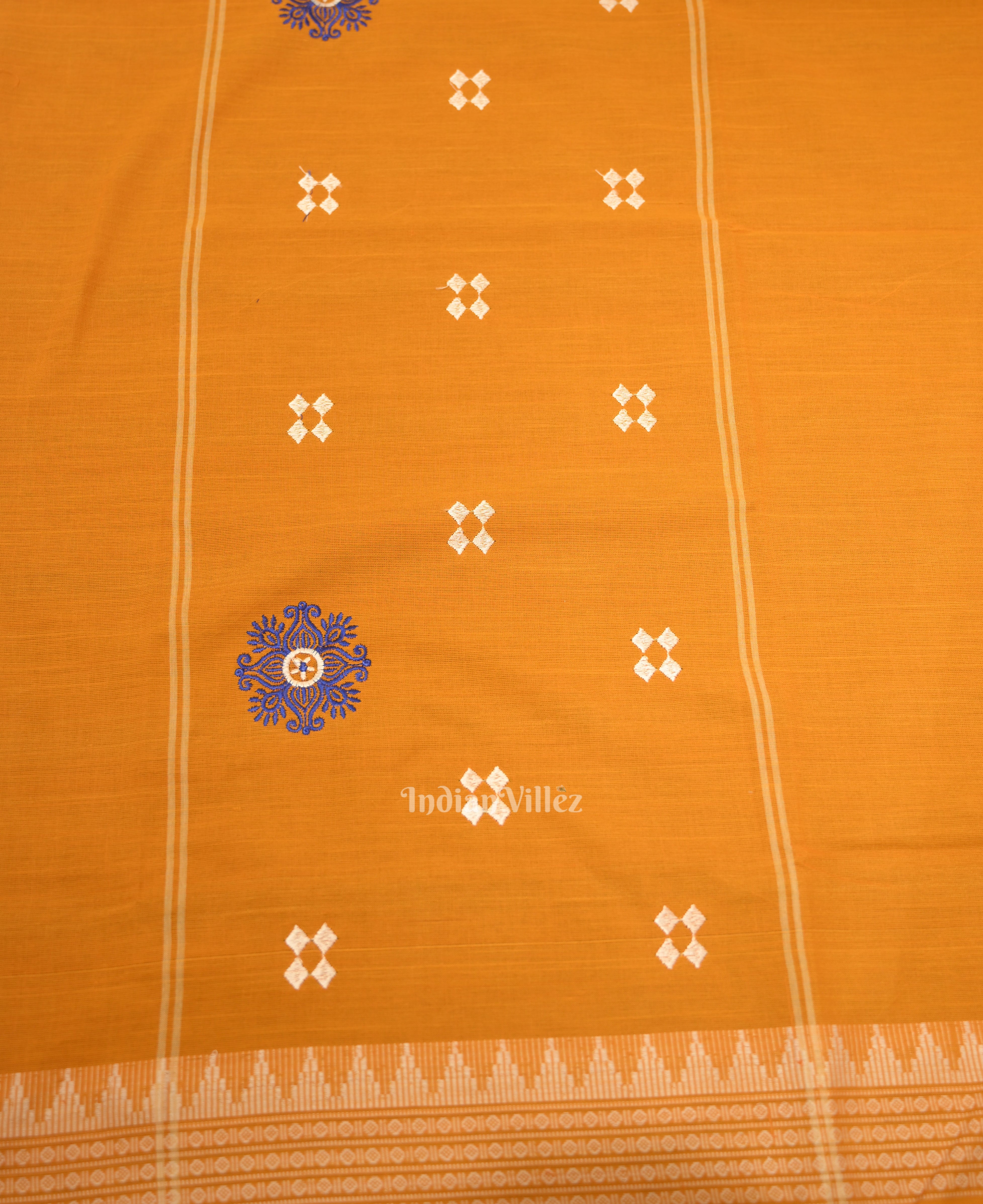 IndianVillèz Navy Blue Yellow Flower Buti Odisha Ikat Sambalpuri Dress Material & Dupatta - view 6