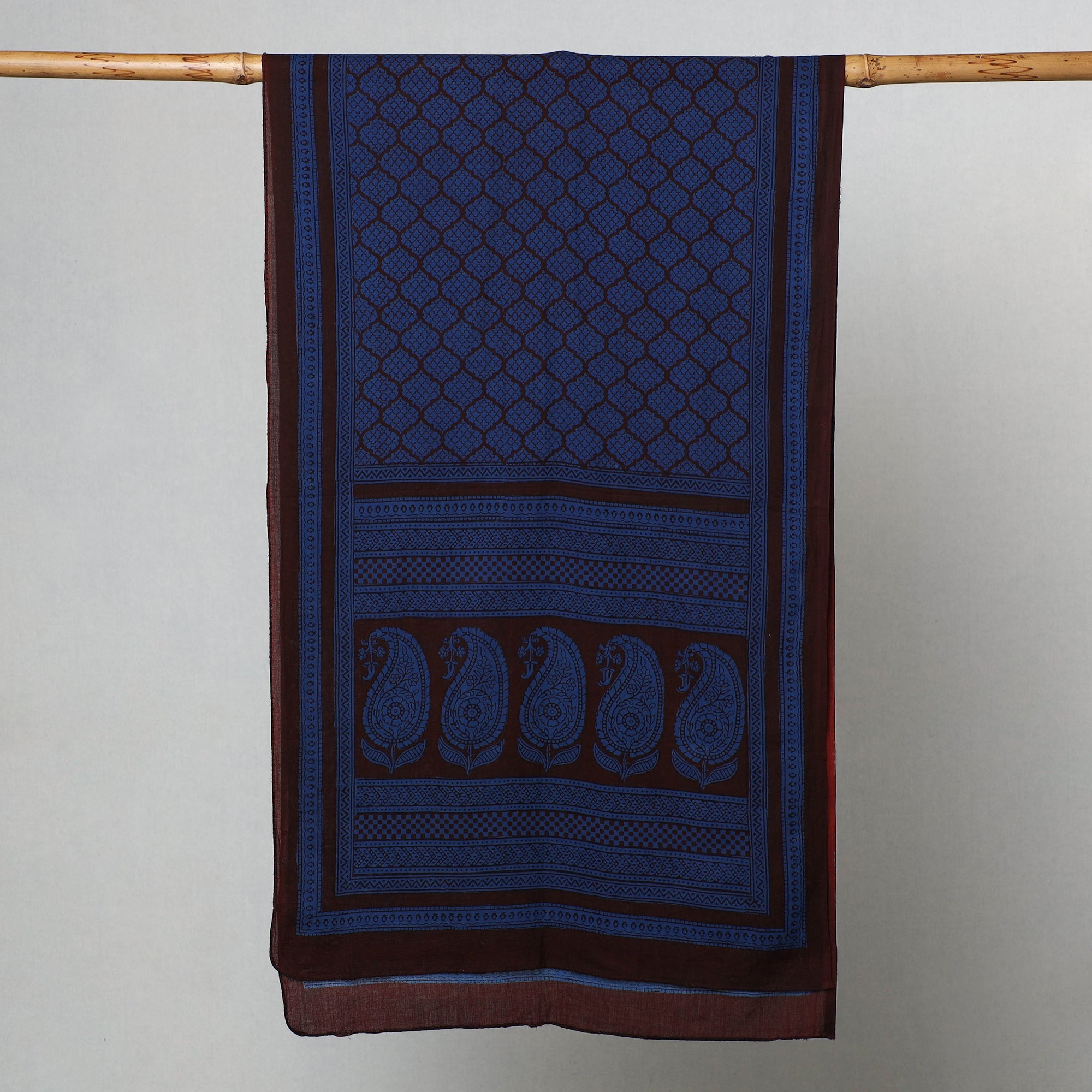 BAGH PRINTS BY MOHAMMED BILAL KHATRI Blue - Bagh Hand Block Printed Cotton Stole - view 2