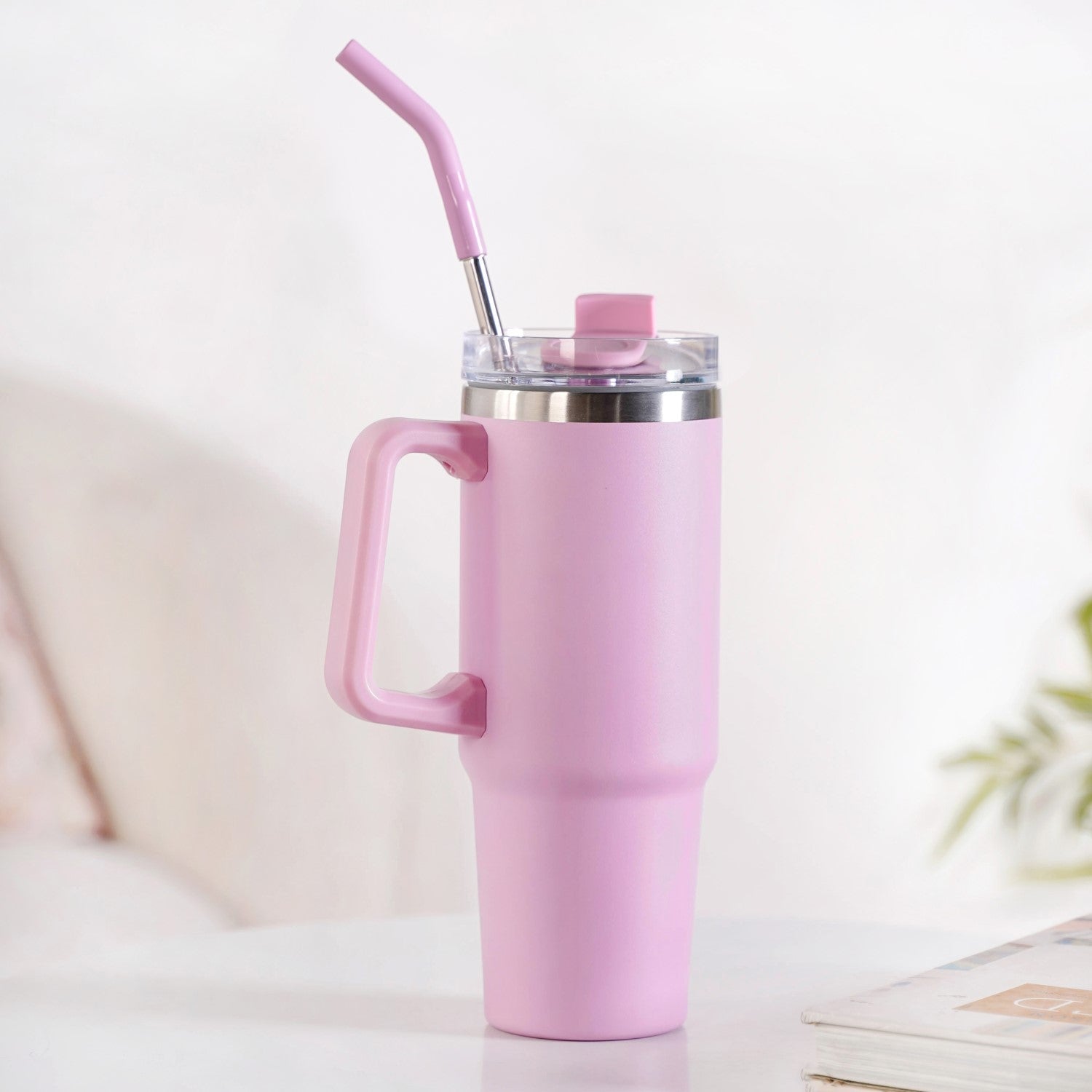 Nestasia Glacio Stainless Steel Water Bottle Apt For Car Cup Holder Baby Rose 850ml
