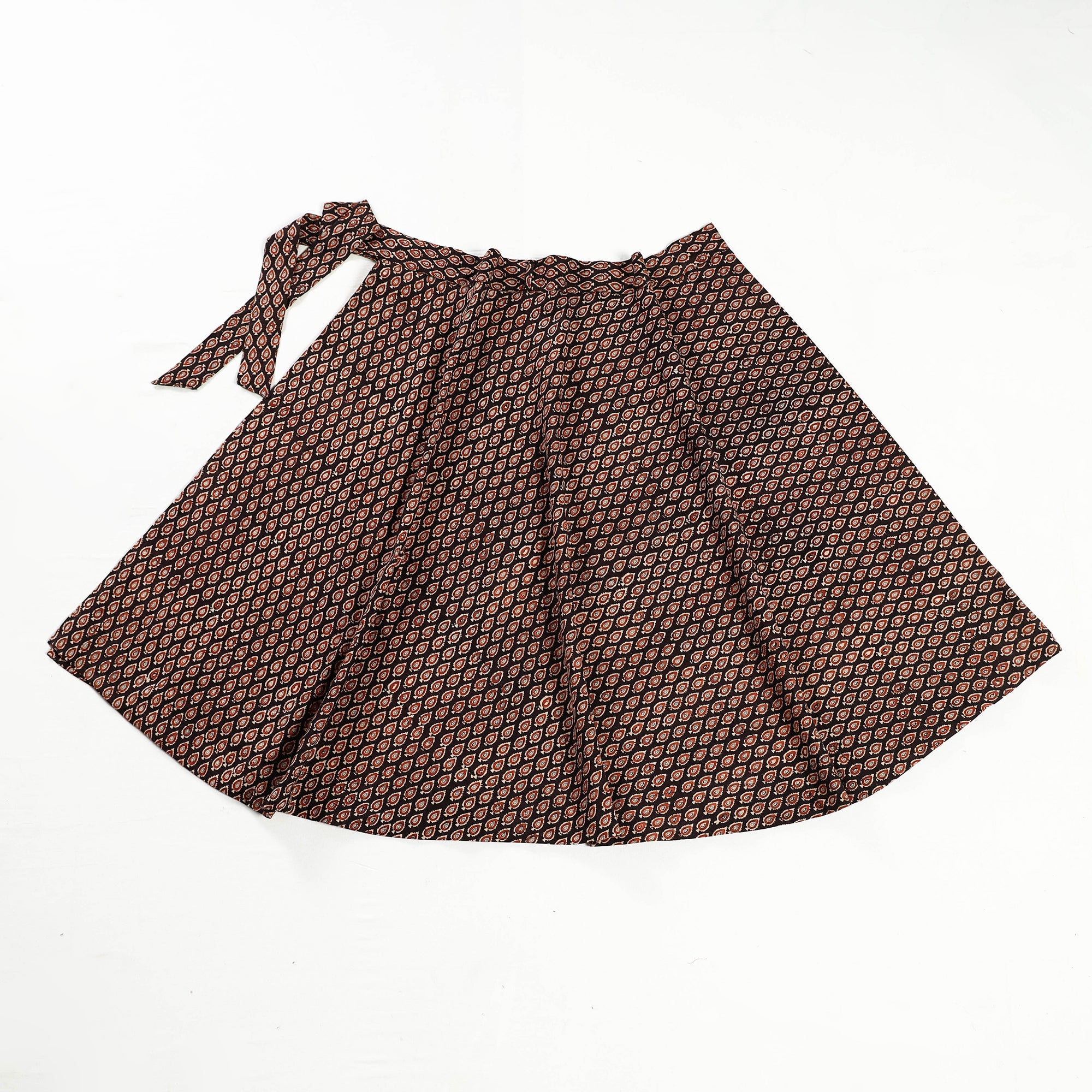 NOORI BAZAR Black - Ajrakh Block Printed Cotton Wrap Around Skirt - view 2
