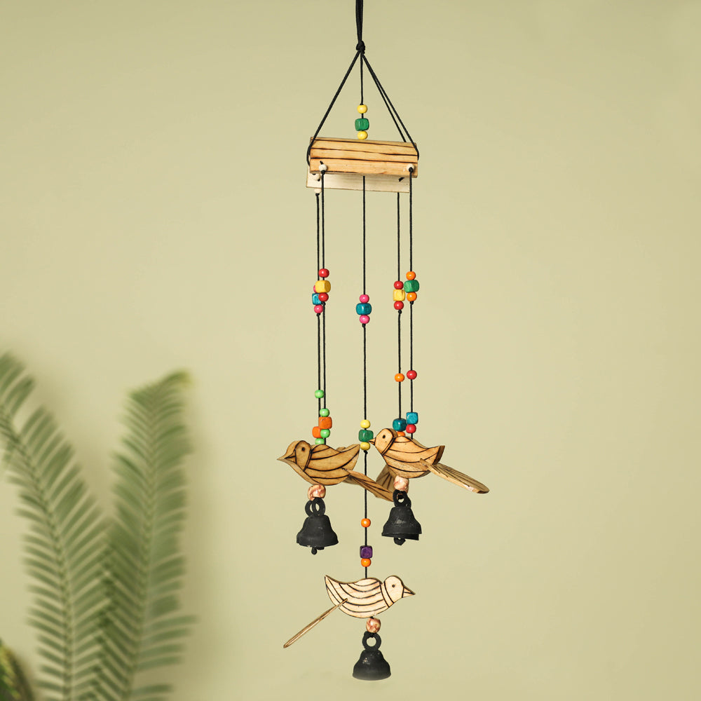 ITOKRI CRAFTS INITIATIVE Bird - Hand Carved Khamhar Wood Jhoomar / Hanging