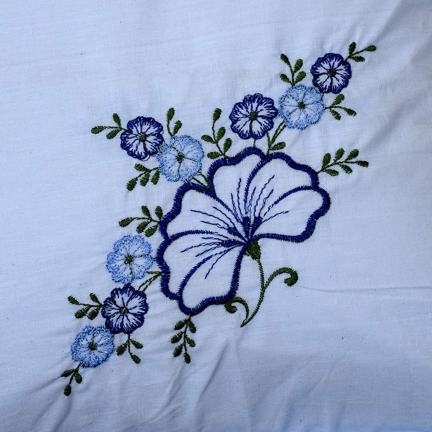 Kuber Industries Embroided Design 2 Piece Cotton Pillow Cover Set-17"x27" (Blue) Luxury Pillow Covers - CTKTC040263, 200 TC - view 4