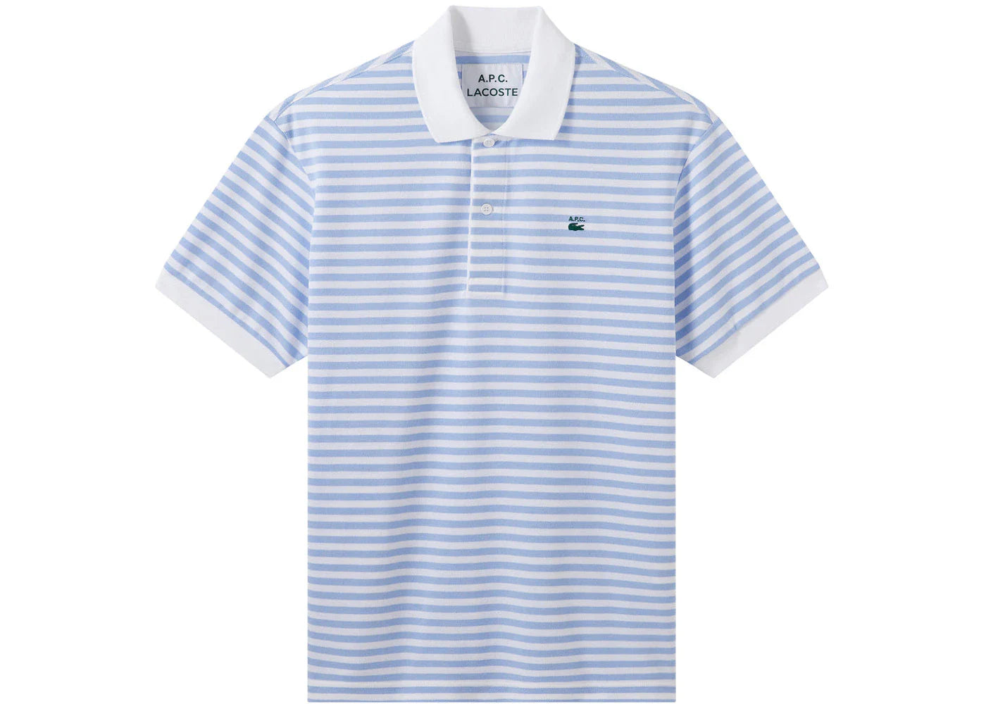 P c x – A.P.C. x Lacoste Striped Polo Shirt Blue