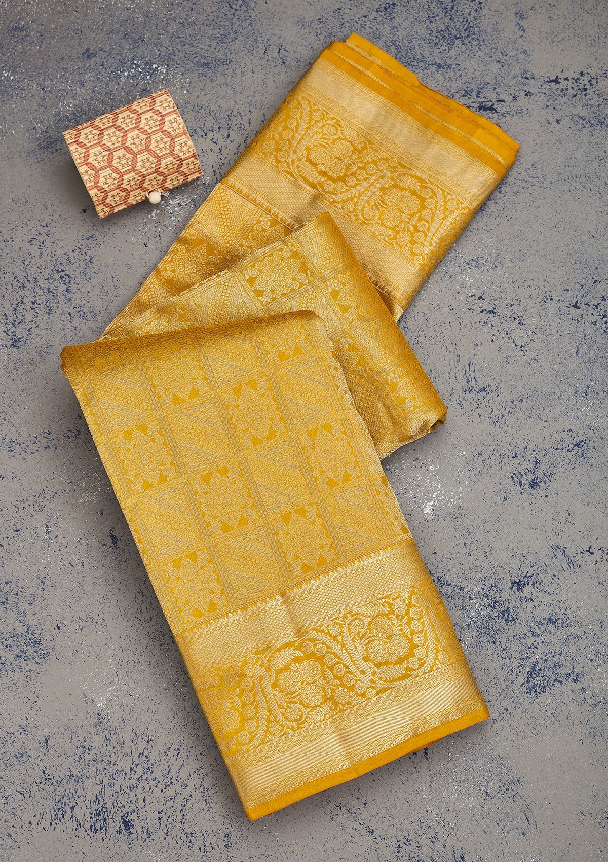 Koskii Mustard Zariwork Pure Silk Saree – Women's