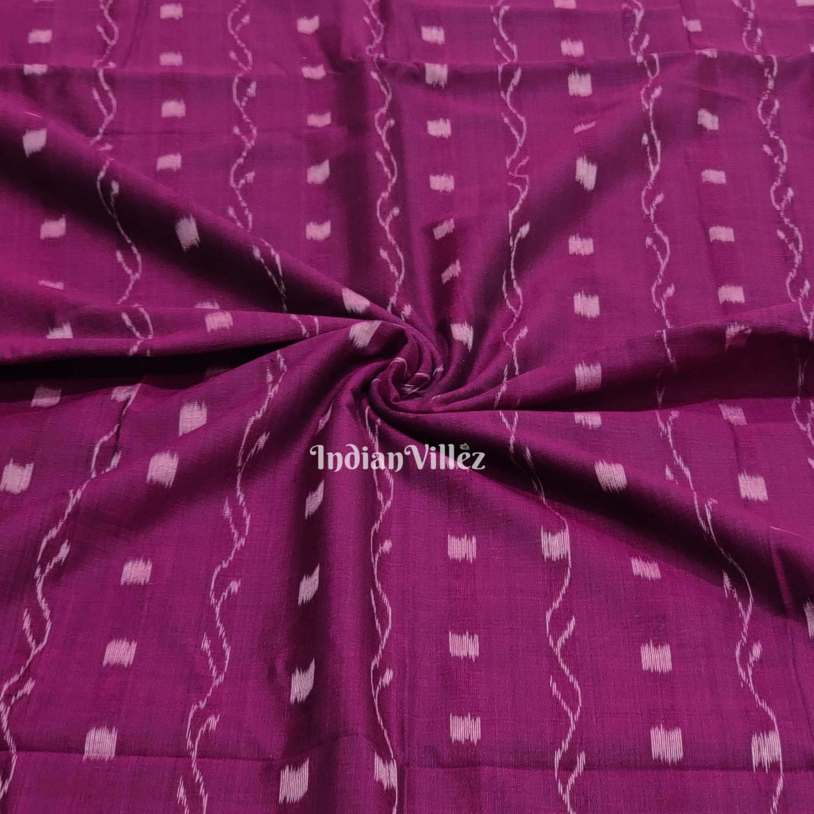 IndianVillèz Deep Wine Tipa Design Sambalpuri Cotton Fabric