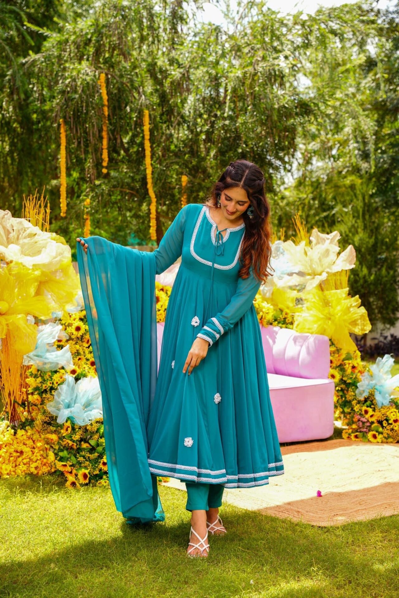 Idaho-o Ultra Marine Georgette Suit Set - view 2