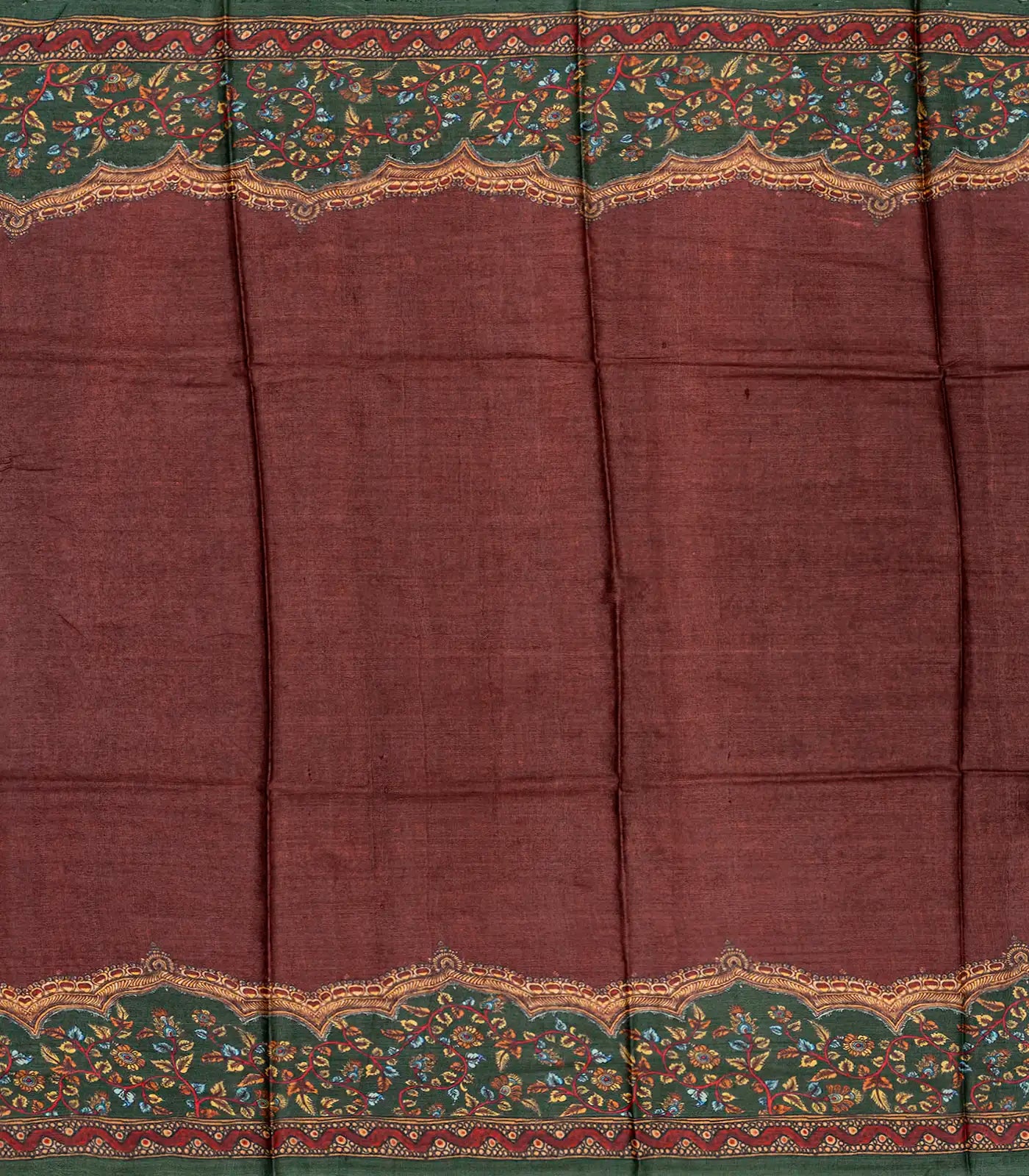 RmKV Bottle Green Handloom Tussar Silk Saree Printed With Lord Ram In Pallu - view 8