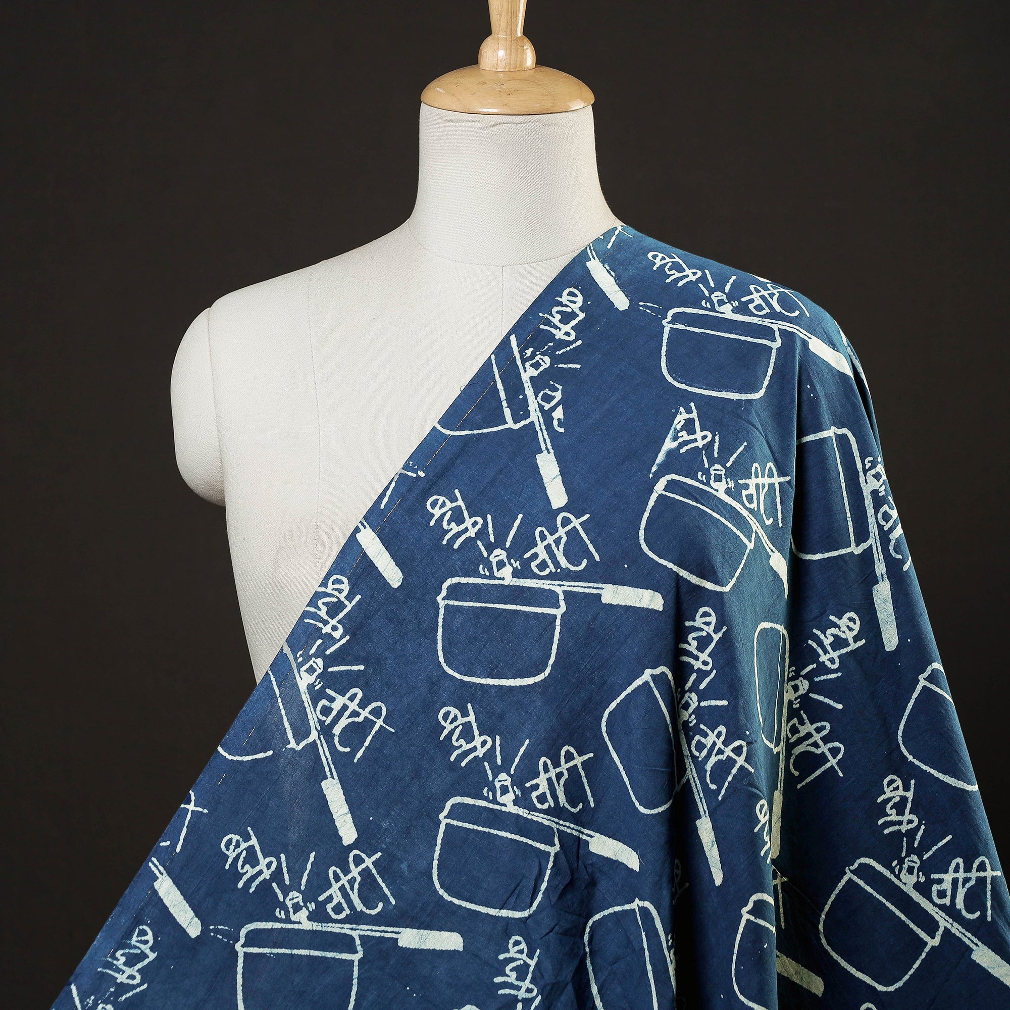 BINDAAS UNLIMITED Blue - Bindaas Block Printed Cotton Natural Dyed Fabric