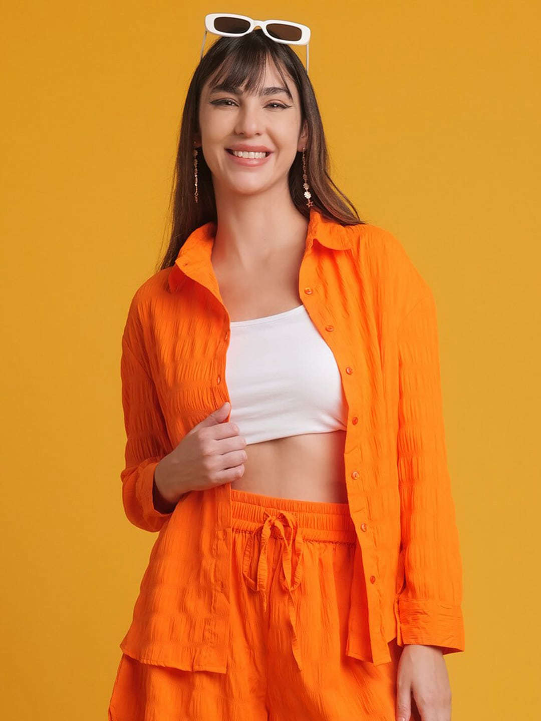 Freehand By The Indian Garage Co Women's Solid Oversized Fit Shirt